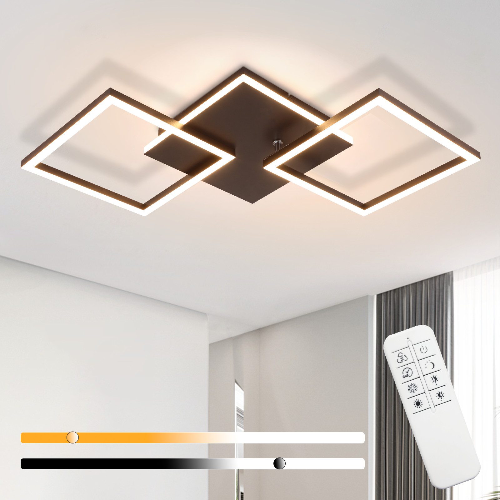 Nettlife LED Deckenleuchte Wohnzimmer Schwarz Dimmbar günstig online kaufen