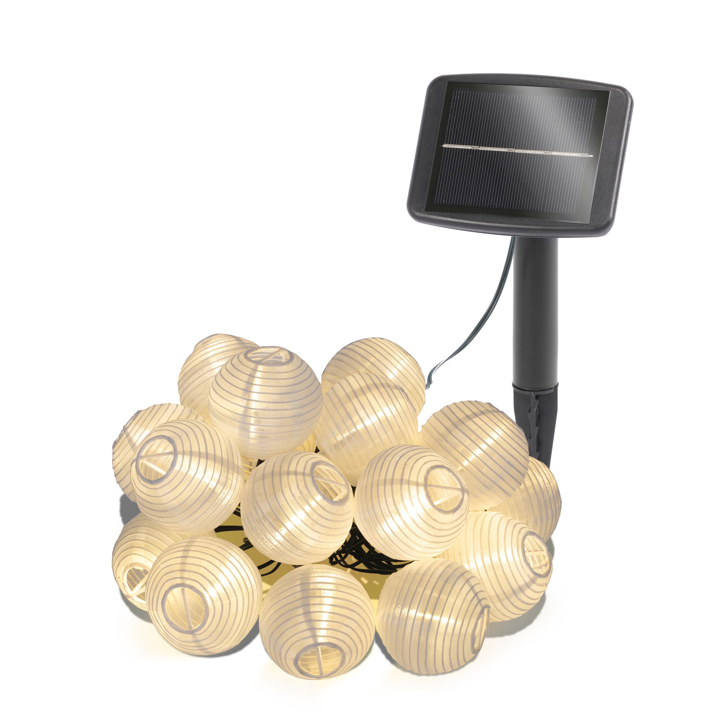 esotec LED Gartenleuchte Solarkette 30 Ballons Lampions 9m +2m Zuleitung 3000K Garten 102184, Dauerlicht oder Blinklicht, ON/OFF, LED fest integriert, 3000K war – Bild 2 von 5