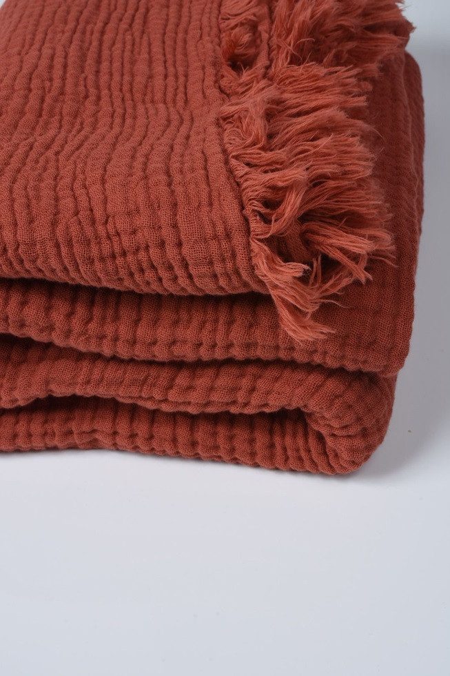 Plaid Musselin Plaids aus Biobaumwolle, Musselin Welt, Kuschelige sanft weiche Bio-Musselin