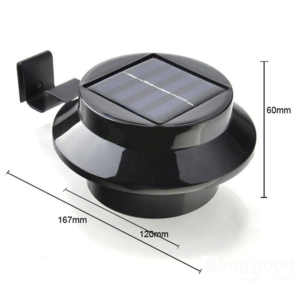 warm-weißes Dachrinne 3er Solarleuchte Solar IC Tageslicht-Sensor Gardenstyle für inkl. Licht, fest LED Dachrinnenleuchte, Befestigungsmaterial, Zäune, Dachrinnenleuchten warm-weiß, Set schwarz, die integriert, & LED
