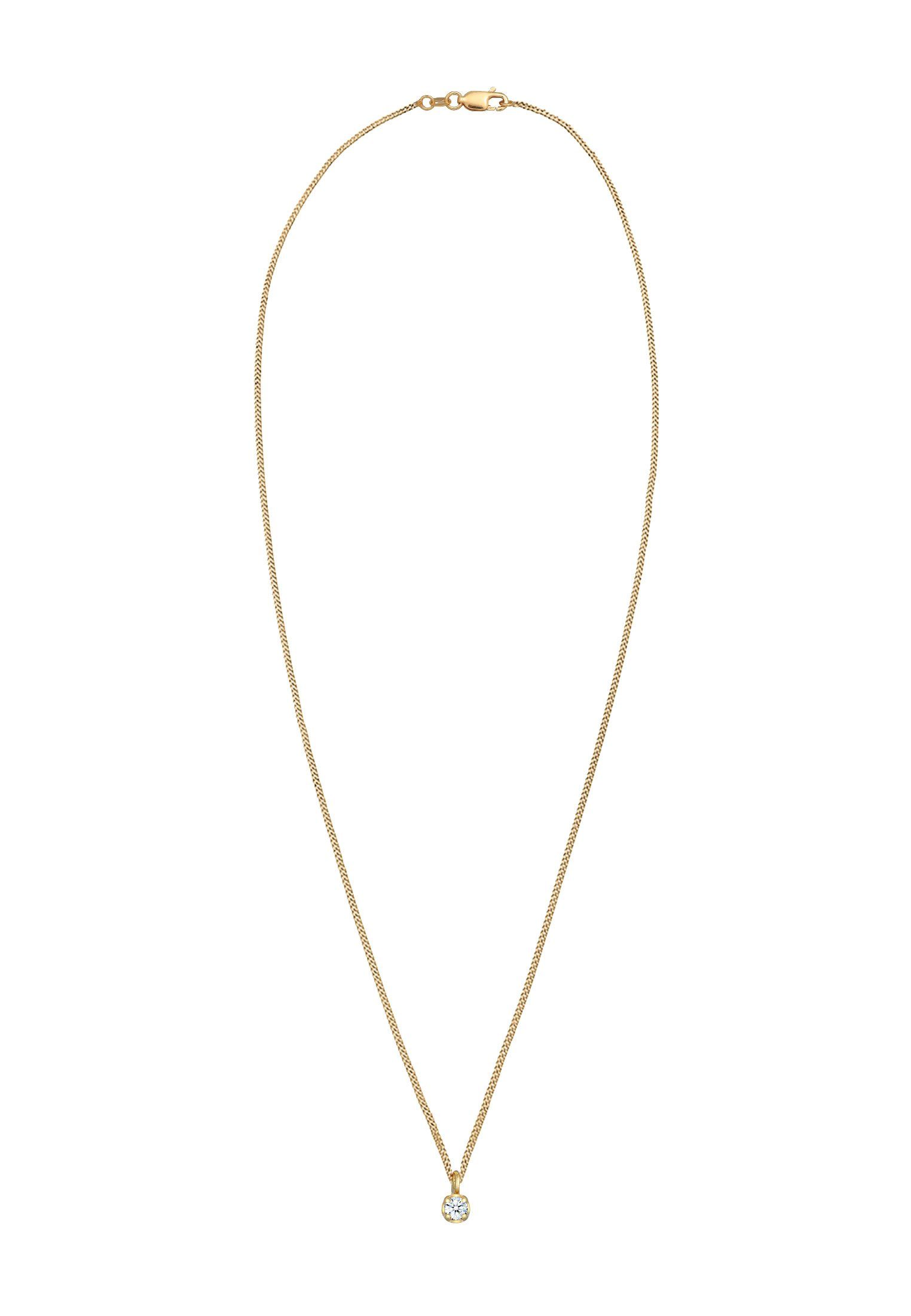 Elli DIAMONDS Kette mit Anhänger Solitär Diamant (0.03 ct) Elegant 375 Gelbgold, Diamant – Bild 3 von 5