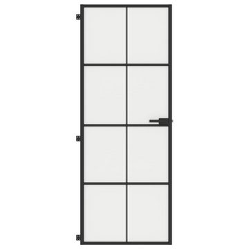 vidaXL Haustür Zimmertür Glastür Innentür Schlank Schwarz 76x201,5 cm Hartglas und Al