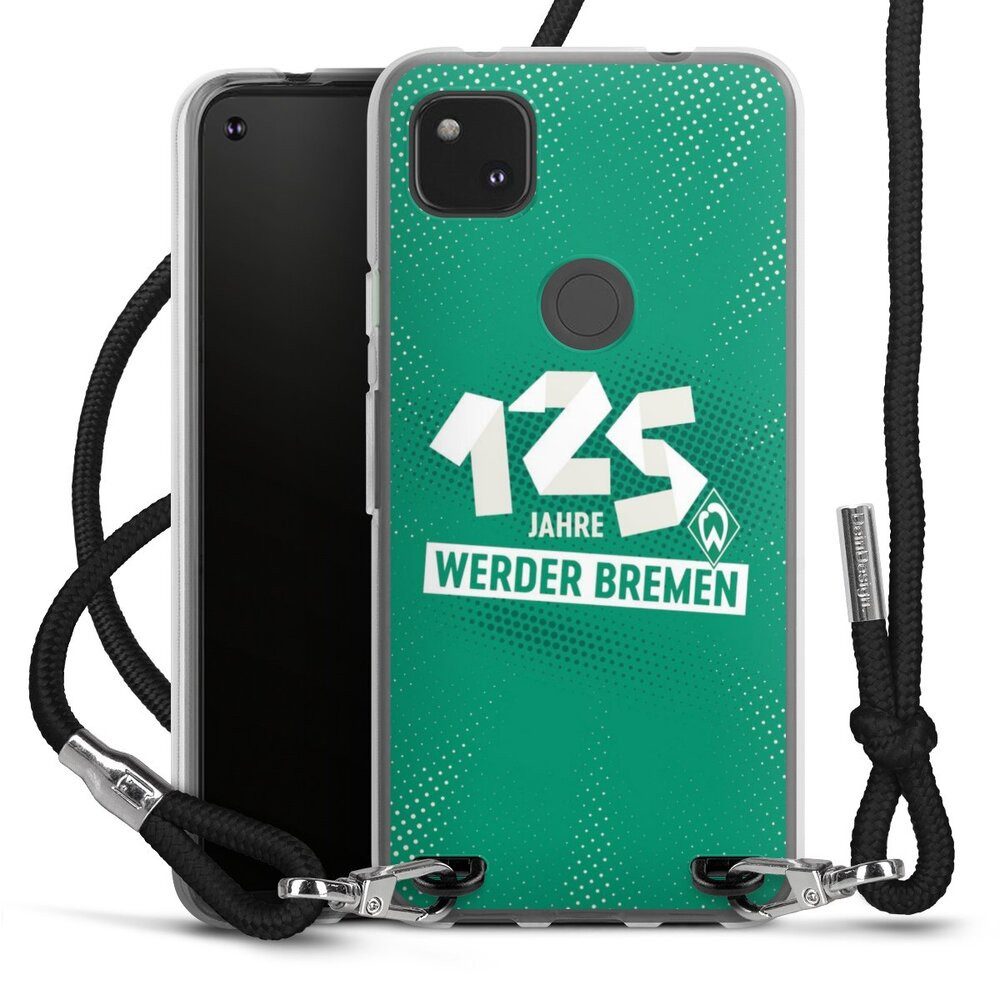 DeinDesign Handyhülle 125 Jahre Werder Bremen Offizielles Lizenzprodukt, Google Pixel 4a Handykette Hülle mit Band Case zum Umhängen