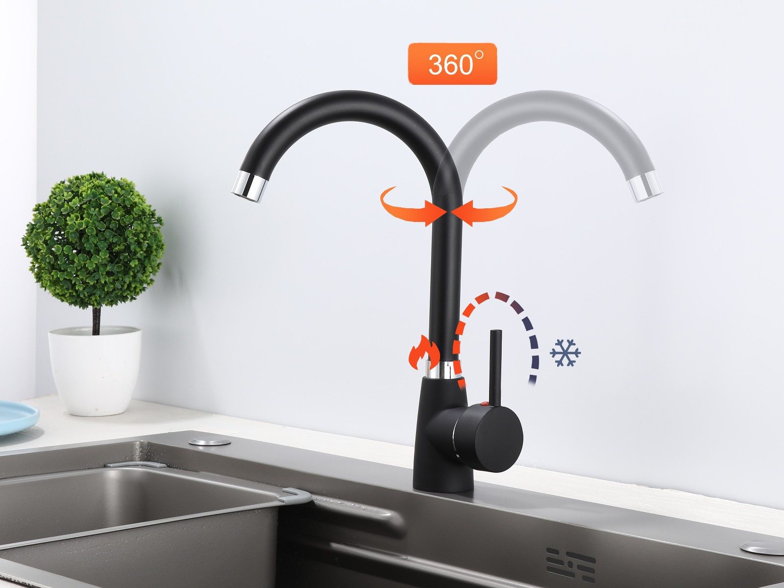 inter Küchenarmatur Spültischarmatur Wasserhahn Küche 360° Wasserhahn Schwa günstig online kaufen