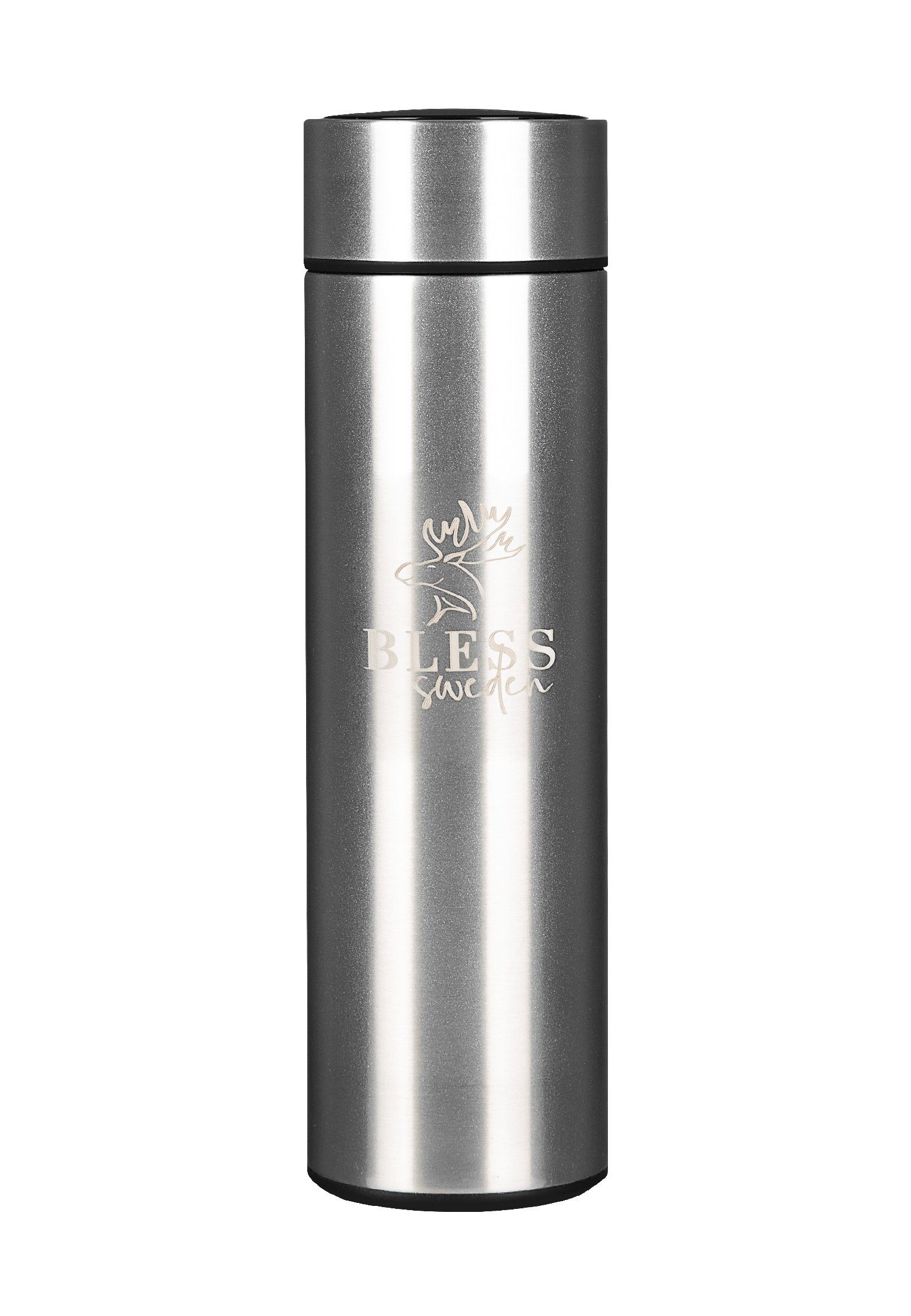 BLESS Sweden Trinkflasche Smart Bottle Trinkflasche 500 ml LED-Temperaturanzeige Silver