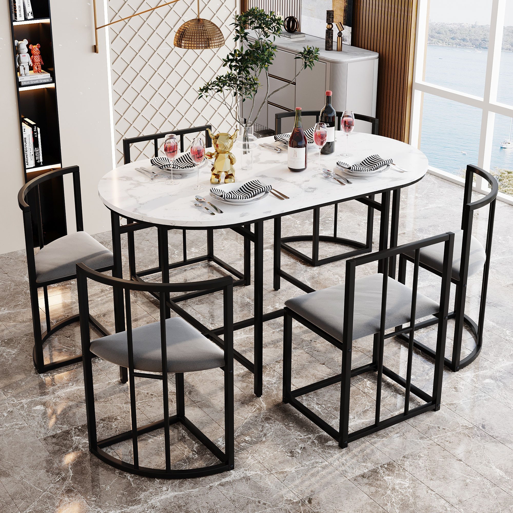 Gotagee Essgruppe Esszimmertisch-Set(7-tlg) Esstisch 80 x günstig online kaufen
