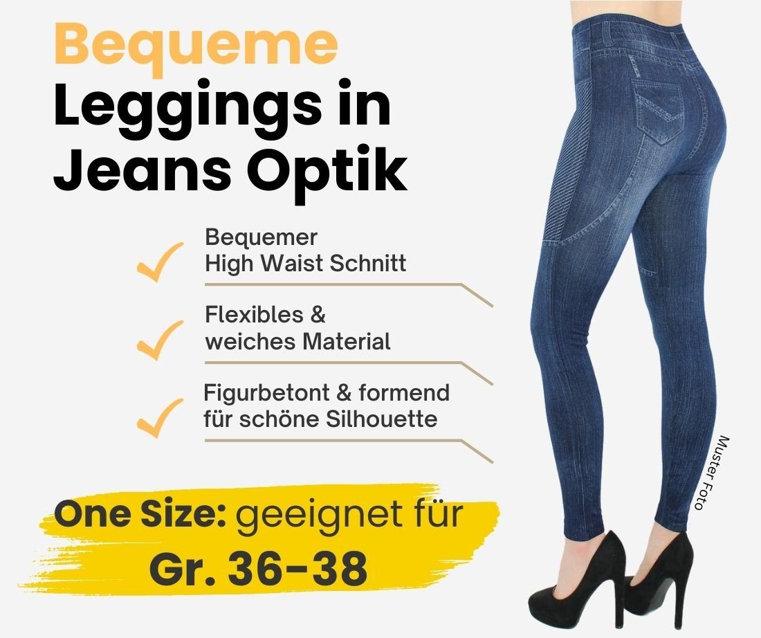 dy_mode Jeggings Damen Leggings in Jeans Optik High Waist Jeggings Jeansleggings Bequem mit elastischem Bund