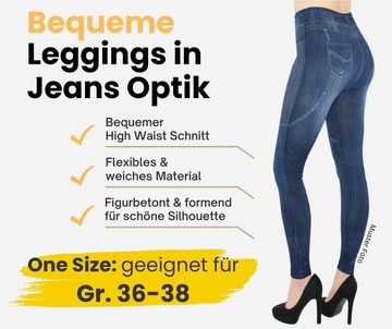 dy_mode Jeggings Damen Jeggings High Waist Leggings in Jeans Optik Bequem Jeansleggings mit elastischem Bund