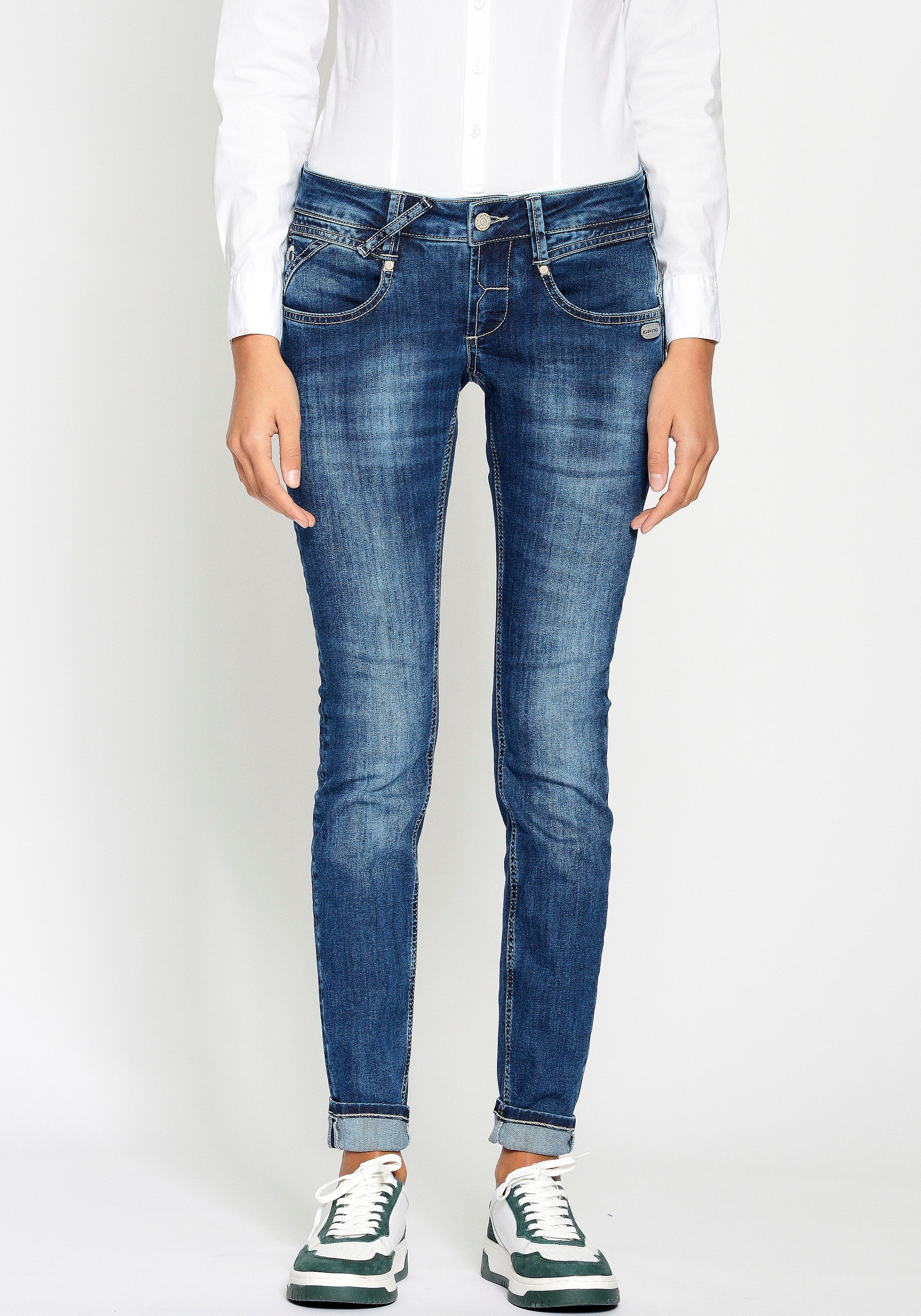 GANG Skinny-fit-Jeans 94Nena in authenischer Used-Waschung mid blue