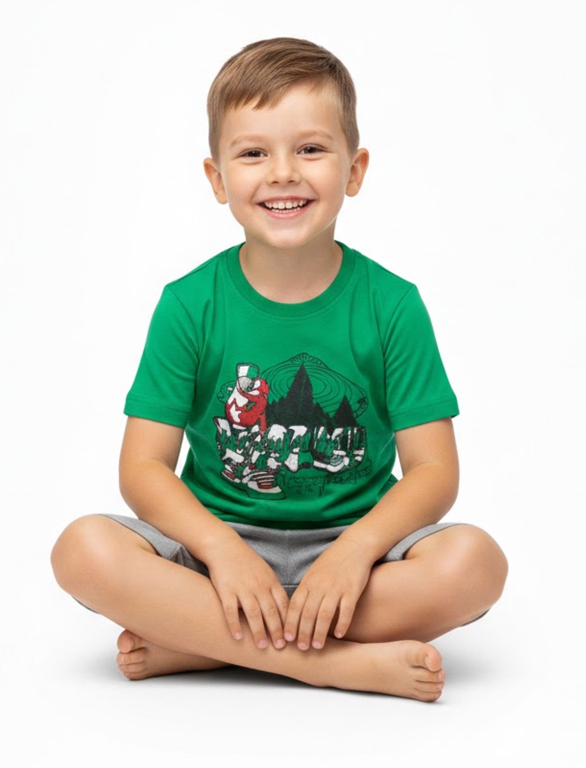 Moonline Shorty Kurzer Kinder Schlafanzug Shorty Pyjama Kurzarm Nachthemd 100 Baumwoll (Set, 2 tlg) kurze Form aus Baumwolle