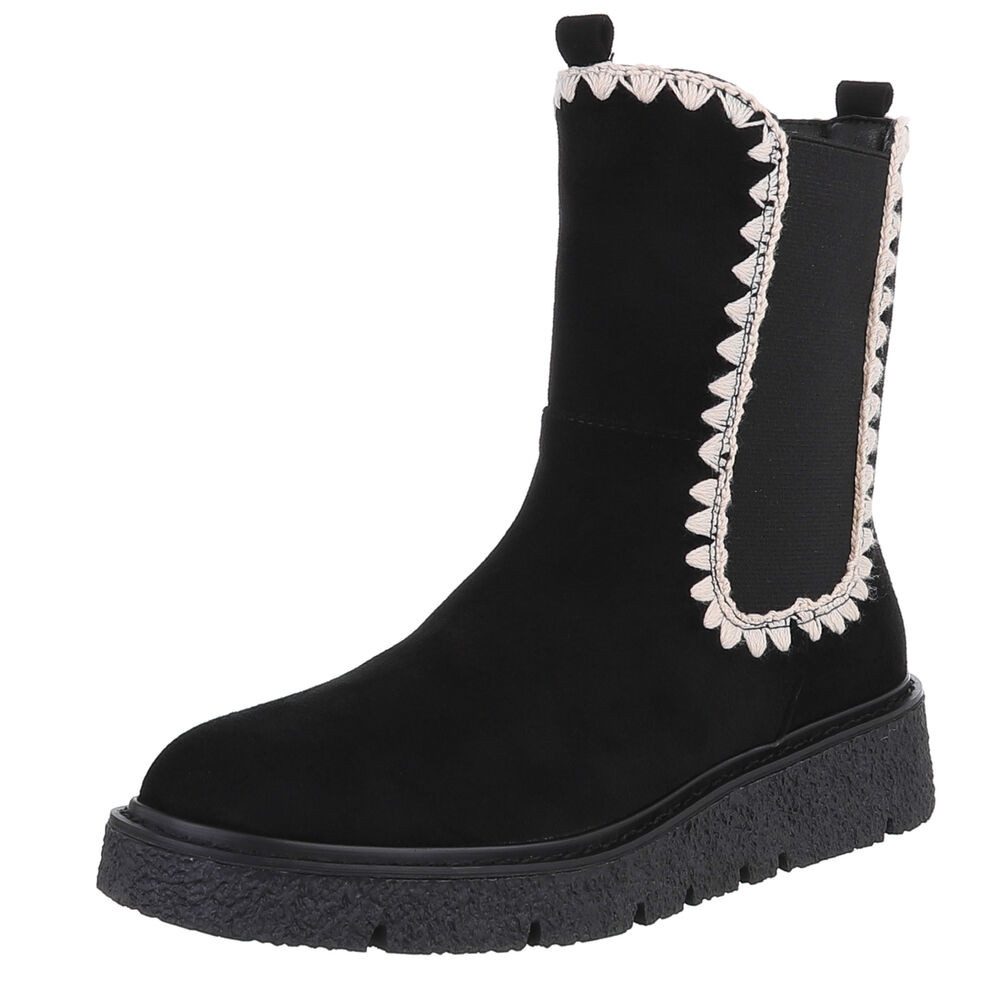Ital-Design Damen Freizeit Stiefelette (88460361) Keilabsatz/Wedge Keilstiefeletten in Schwarz