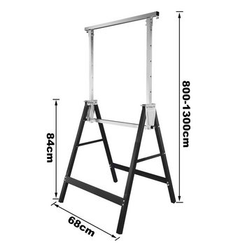 Bettizia Klappbock 4er Set Gerüstbock, Tragkraft 200kg, Werkbank, nterstellbock, 80-130CM, 200 kg max. Belastbarkeit, 68 cm max. Stammdurchmesser, (Spar-Set, 4-St., mit Sicherheitsverriegelung&Abrutschsicherung), verzinkt,Tragkraft 200kg,Klappbar