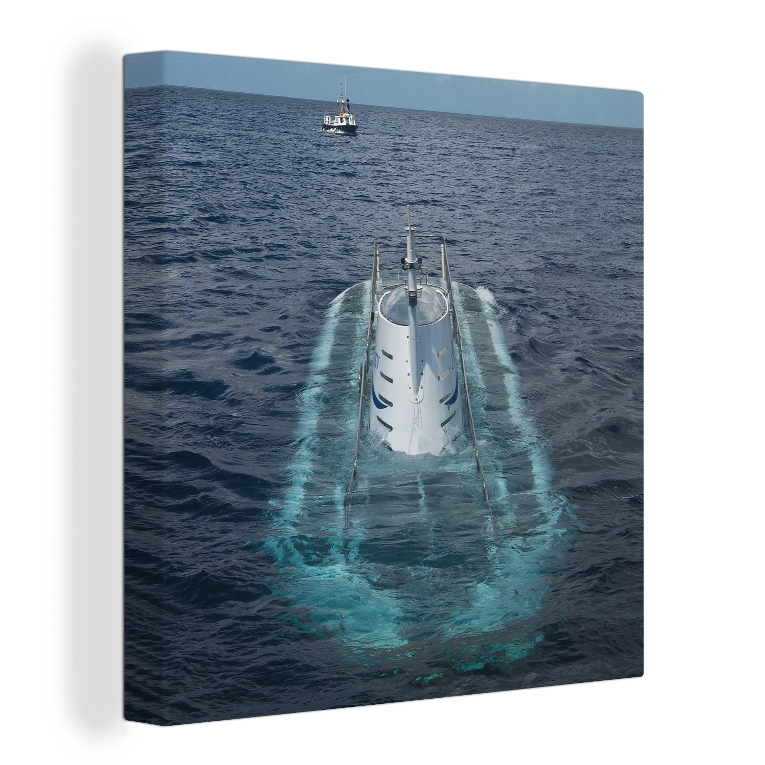 OneMillionCanvasses® Leinwandbild Ein tauchendes U-Boot im Ozean, (1 St), Leinwand Bilder für Wohnzimmer Schlafzimmer