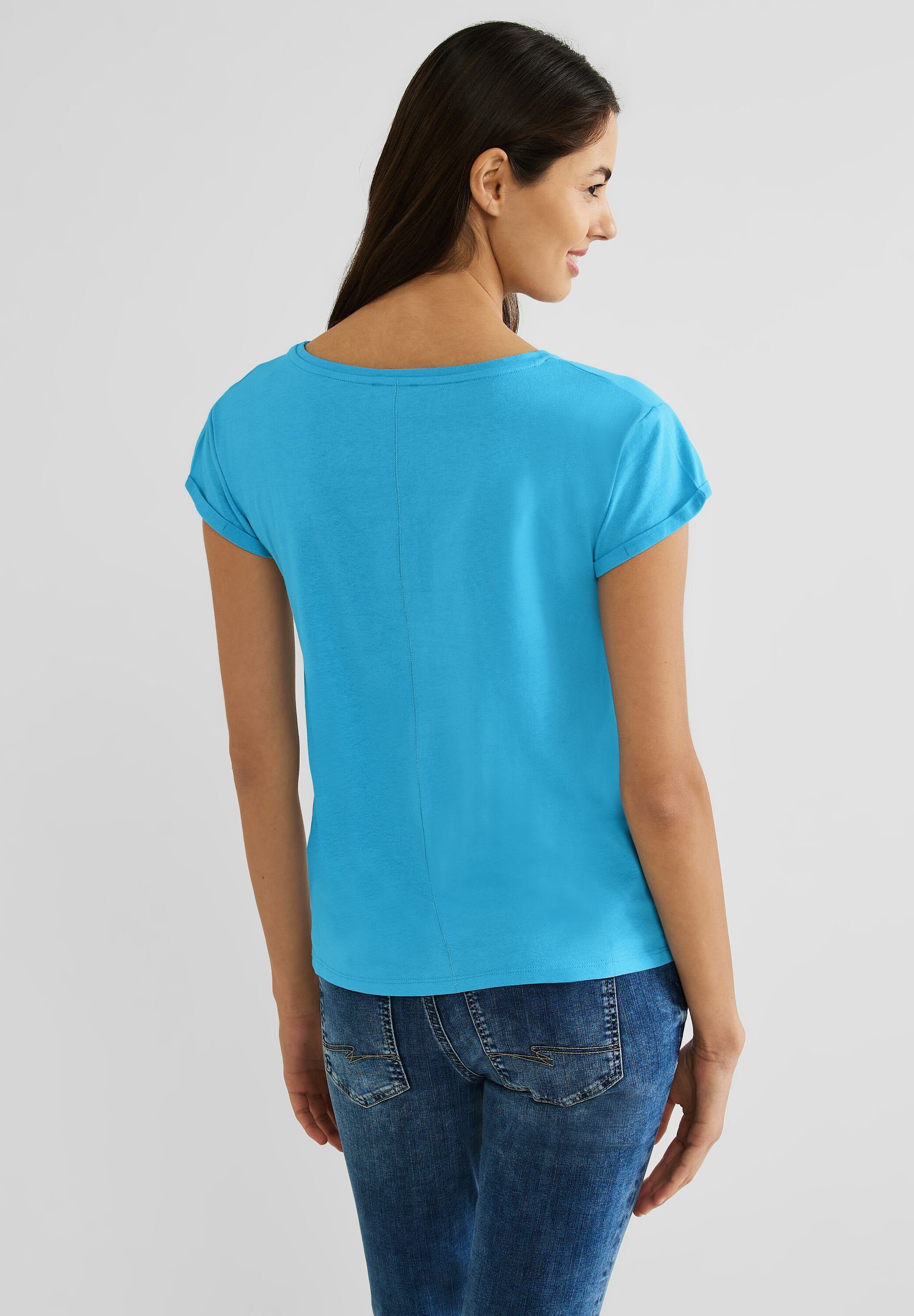 STREET ONE T-Shirt aus blue reiner splash Baumwolle