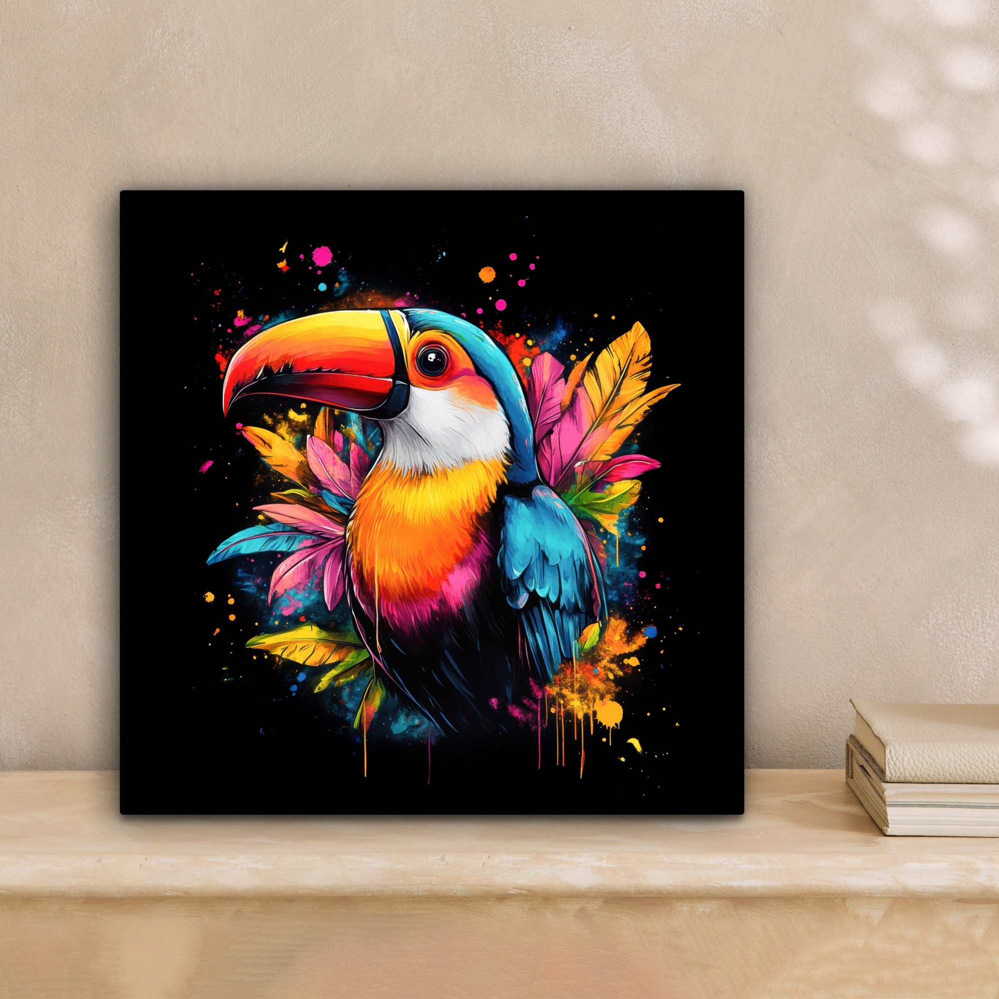 OneMillionCanvasses® Leinwandbild Graffiti - Vogel - Tukan - Blätter, Fotod günstig online kaufen