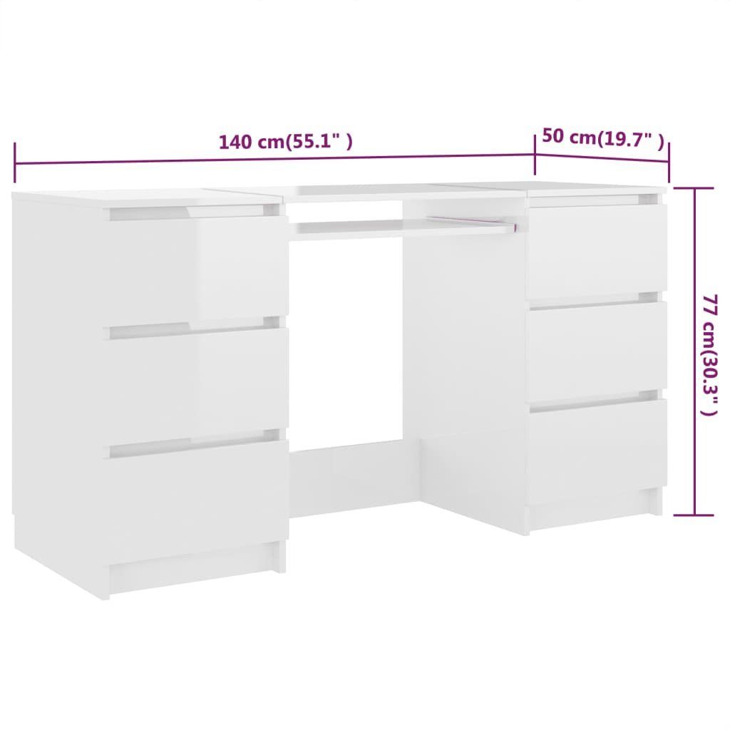 Hochglanz-Weiß vidaXL 140x50x77 Schreibtisch cm Schreibtisch Computertisch