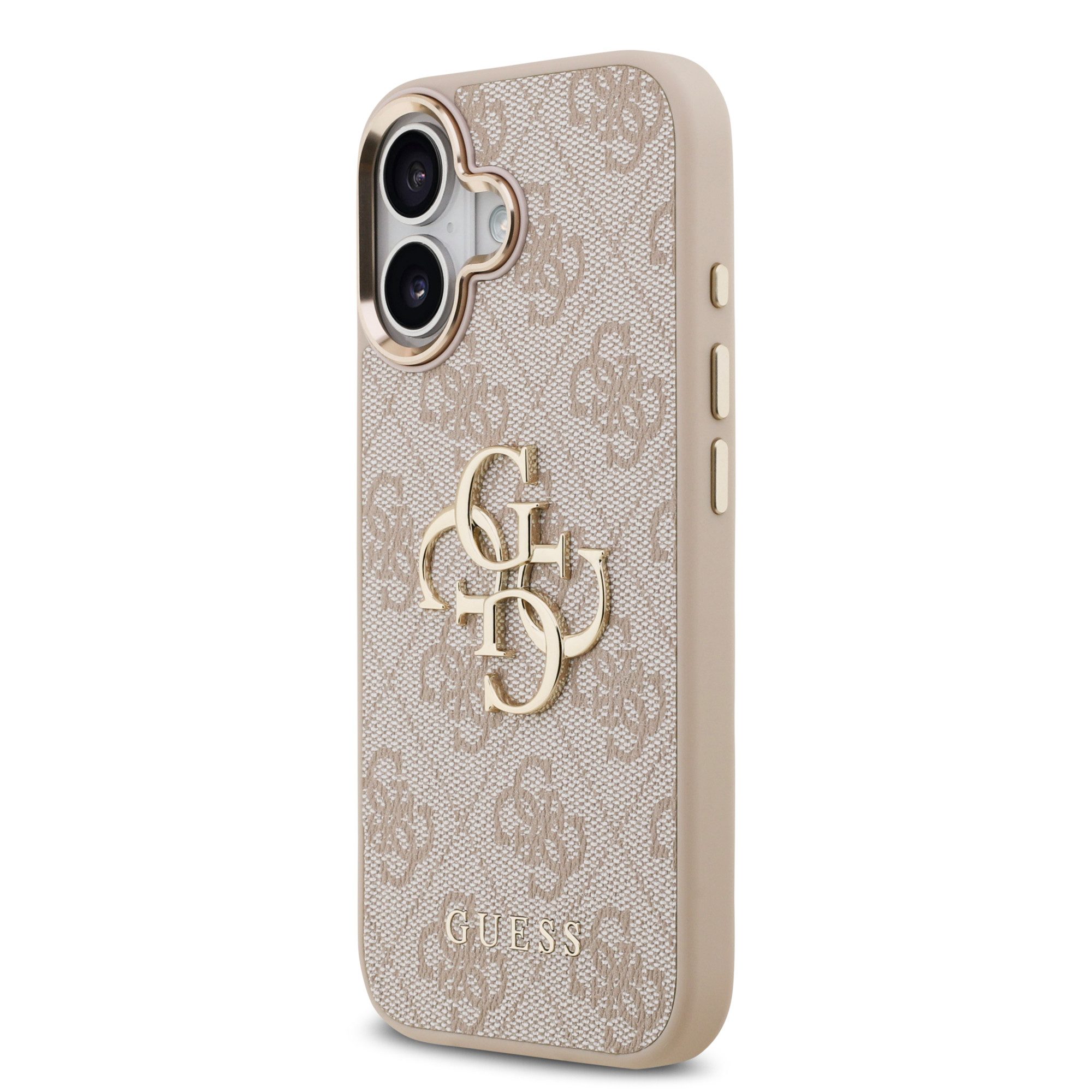 Guess Handyhülle GUESS Case für iPhone 17 Metal Logo Gold Hülle Cover Rosa