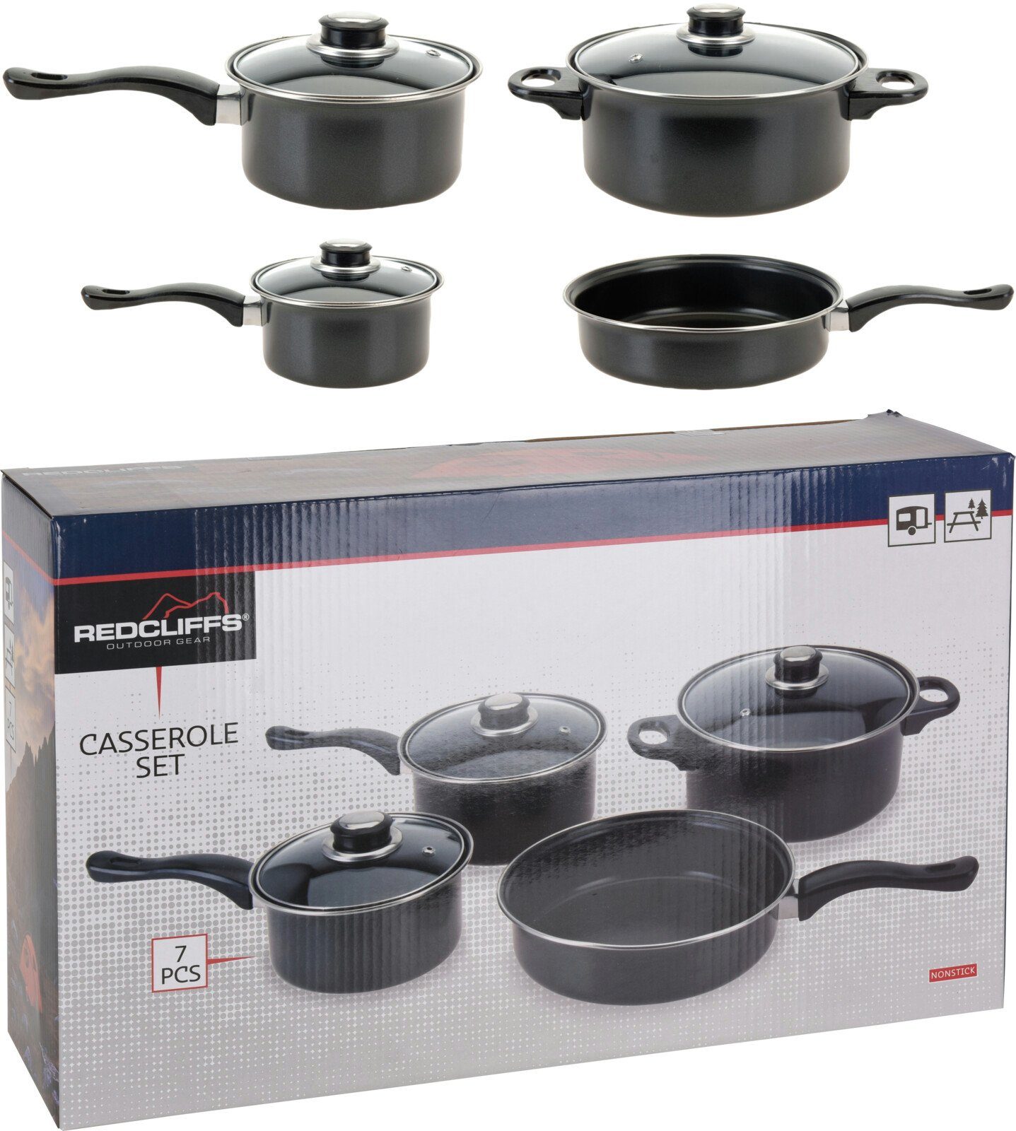 Antihaftbeschichtet Aluminium, Houseware Gas 7-teilig 1070, nur Excellent Redcliffs Topf-Set für