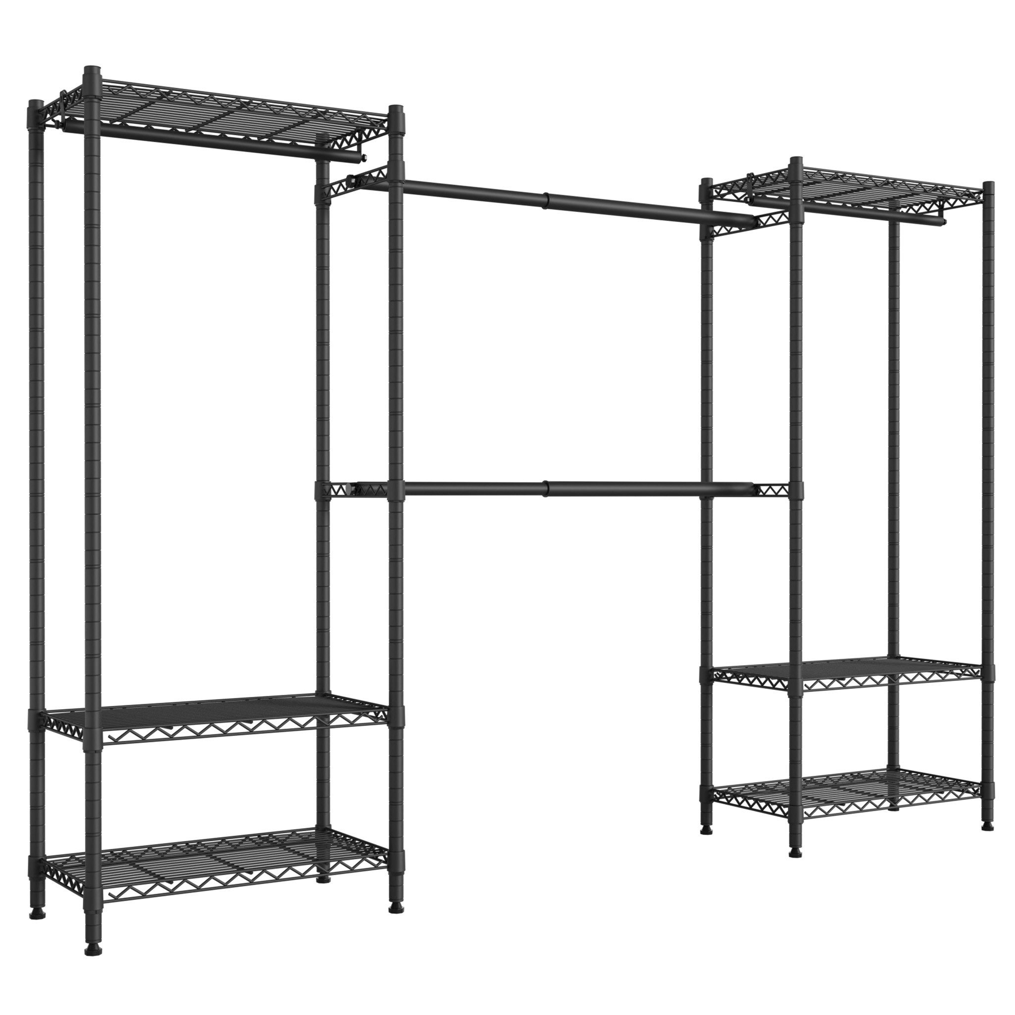 Mondeer Kleiderschrank Garderobenständer (40 x ( 183-234.5) x 180 cm) mit Teleskopstangen, 6 Ablagen, 4 Kleiderstangen