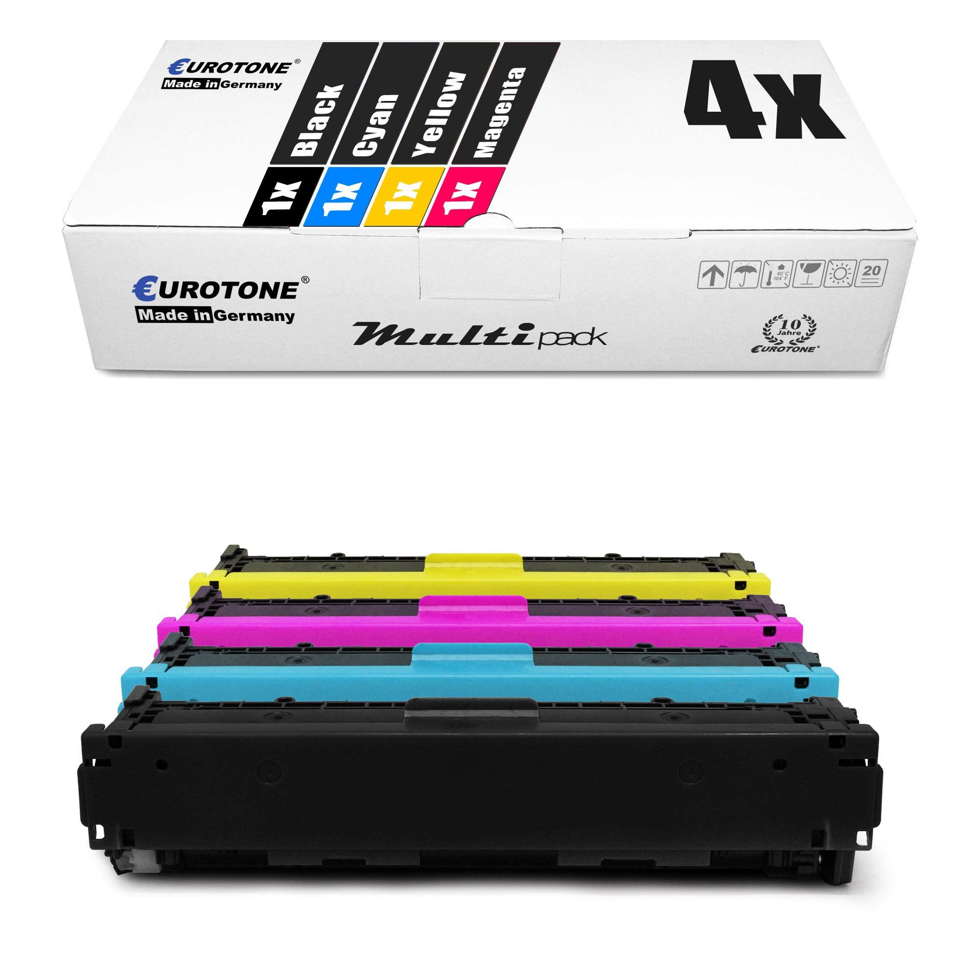 Eurotone Tonerkartusche CE320A, CE321A, CE322A, CE323A, (Multipack, 4-St., 4-teiliges Set), Kompatibel, sofort einsatzbereit