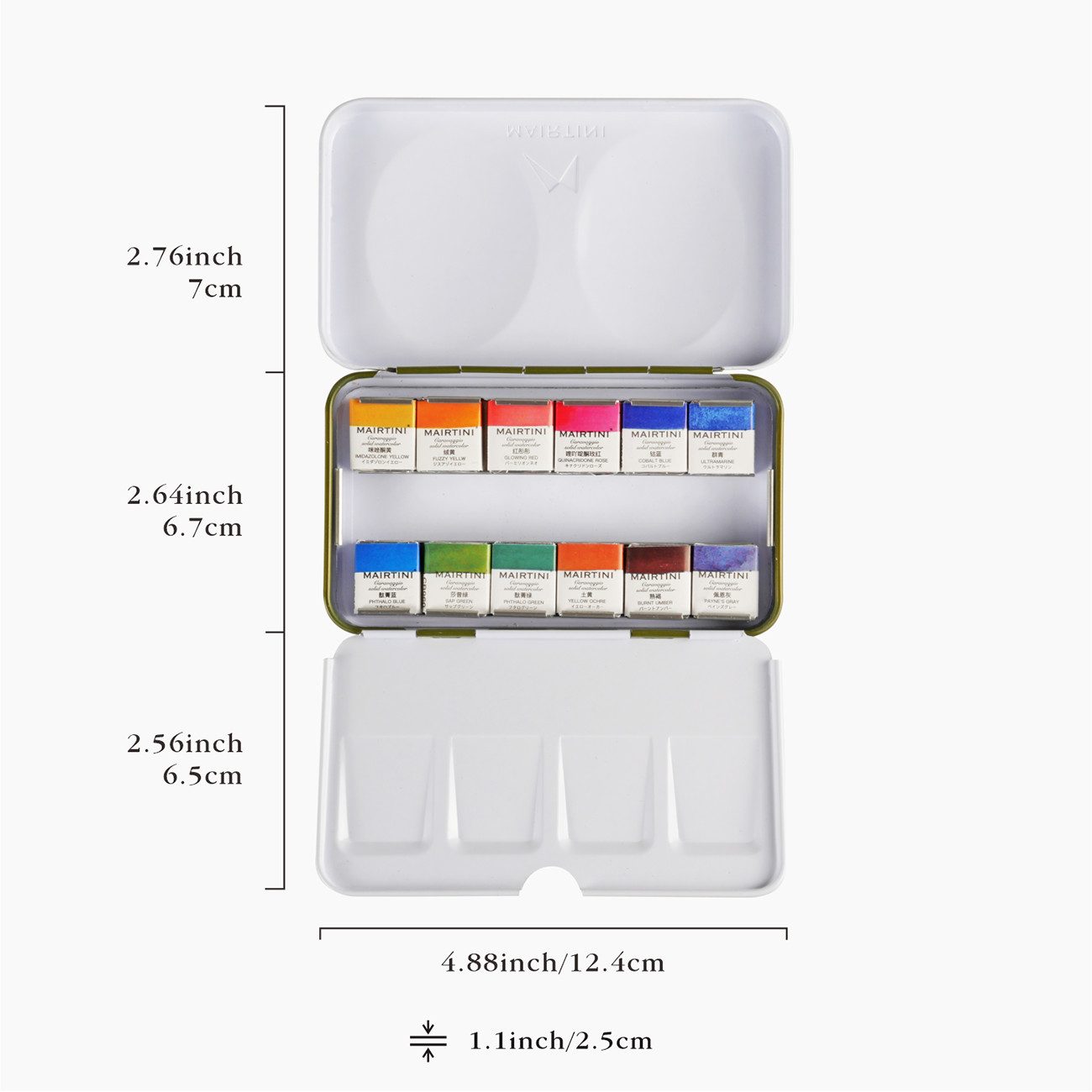 Mairtini Aquarellfarbe Set - Premium 12 / 24 / 36 Farben in halben Näpfchen, Hochwertige Profi-Farben in eleganter Metall- oder Holzbox