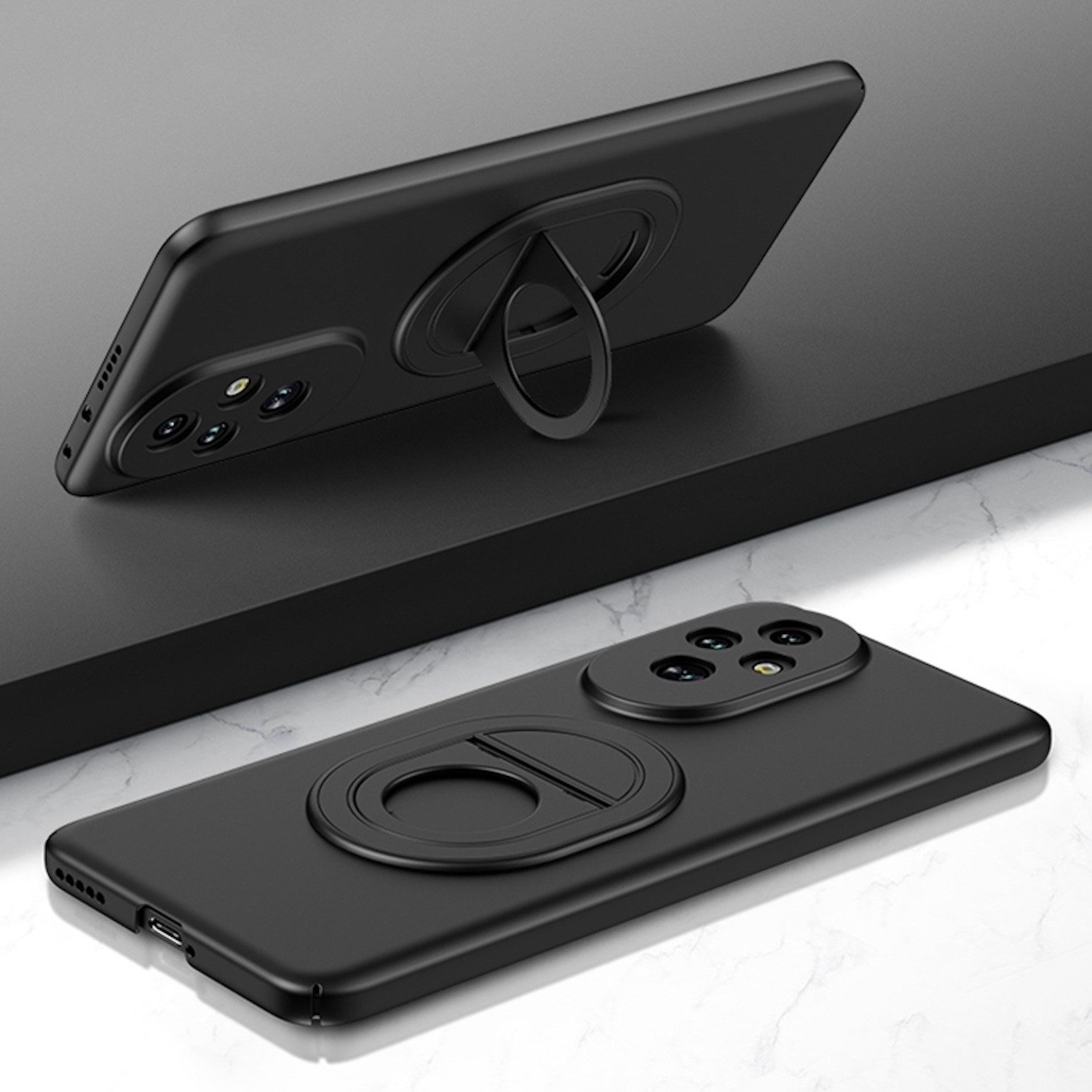 Wigento Handyhülle Für Honor 200 TPU MagSafe Schock Design Ring Hidden Fold Schutz Hülle