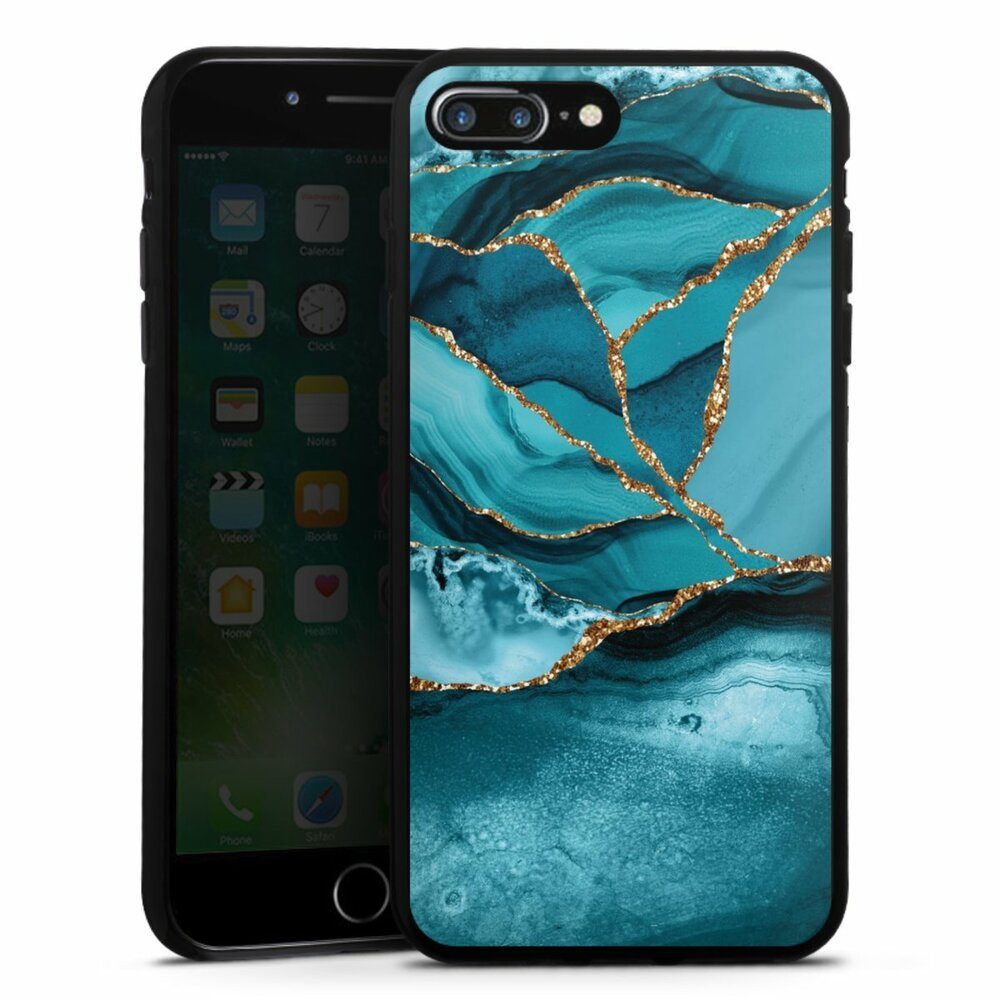 DeinDesign Handyhülle Edelstein Glitzer Look Marmor Eisblaue Marmor Landschaft, Apple iPhone 8 Plus Silikon Hülle Bumper Case Handy Schutzhülle