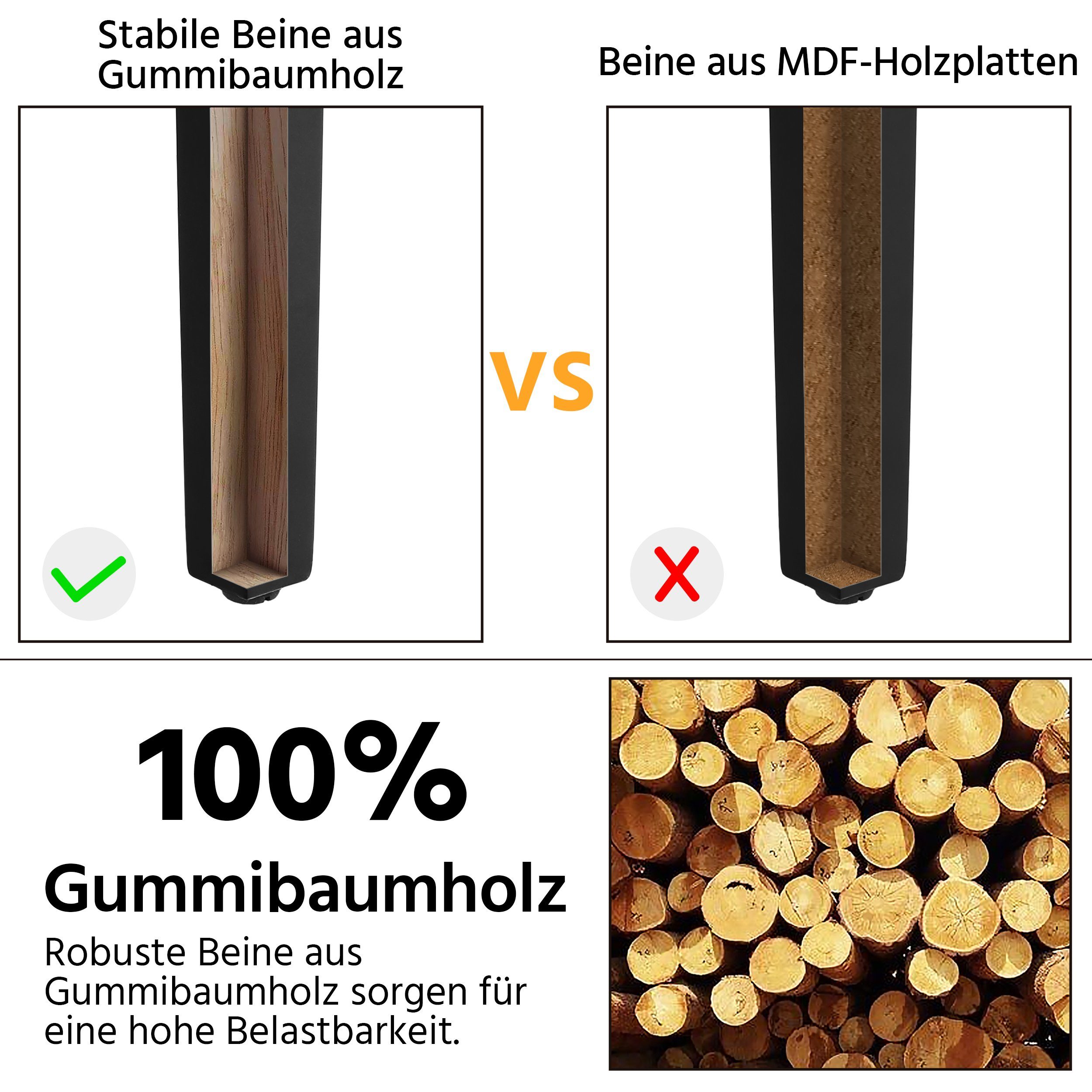 2er Set Esszimmerstuhl, khaki mit Polsterstuhl Küchenstuhl Hoher Yaheetech Rückenlehne