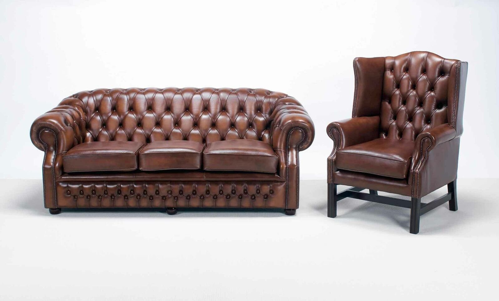 Sofa Chesterfield-Sofa Europe Couch JVmoebel Set Ohrensessel Polster, Sofagarnitur Chesterfield Made in