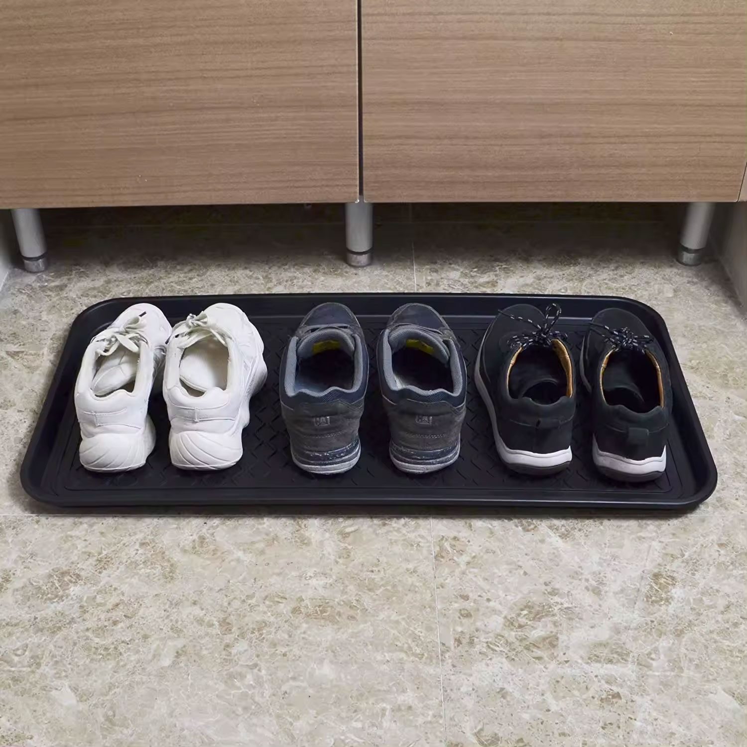 LS-LebenStil Schuhabtropfschale Schuhabtropfschale Schuhwanne Schwarz 60x40cm hoher Rand Schuhablage (Schwarz Kunststoff Schuhmatte Schuhschale Kunststoffwanne, – Bild 5 von 5