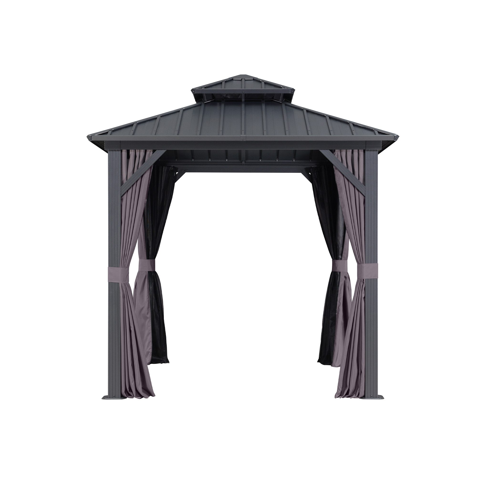 PURPLE LEAF Pavillon Günstiger Gartenpavillon, Doppelt verzinkter Stahl, Aluminium, mit Seitenteilen, Grau