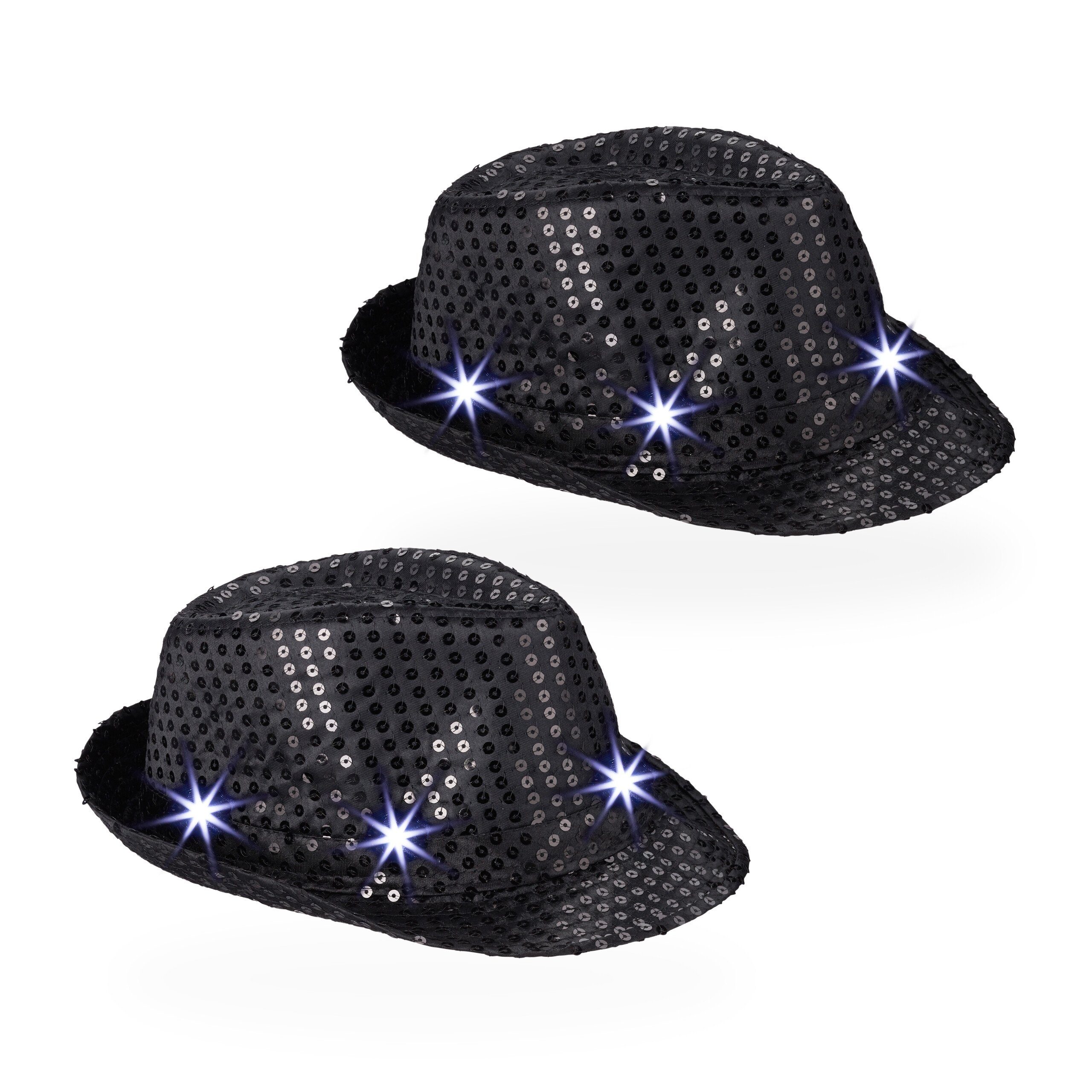relaxdays Trilby Pailletten Hüte LED 2er günstig online kaufen