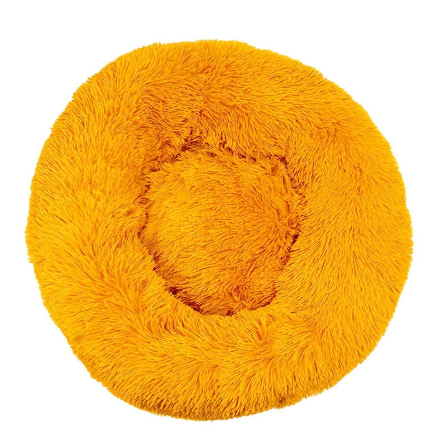 LuxusKollektion Hundebett Hundebett Donut Plüsch 40cm Goldgelb