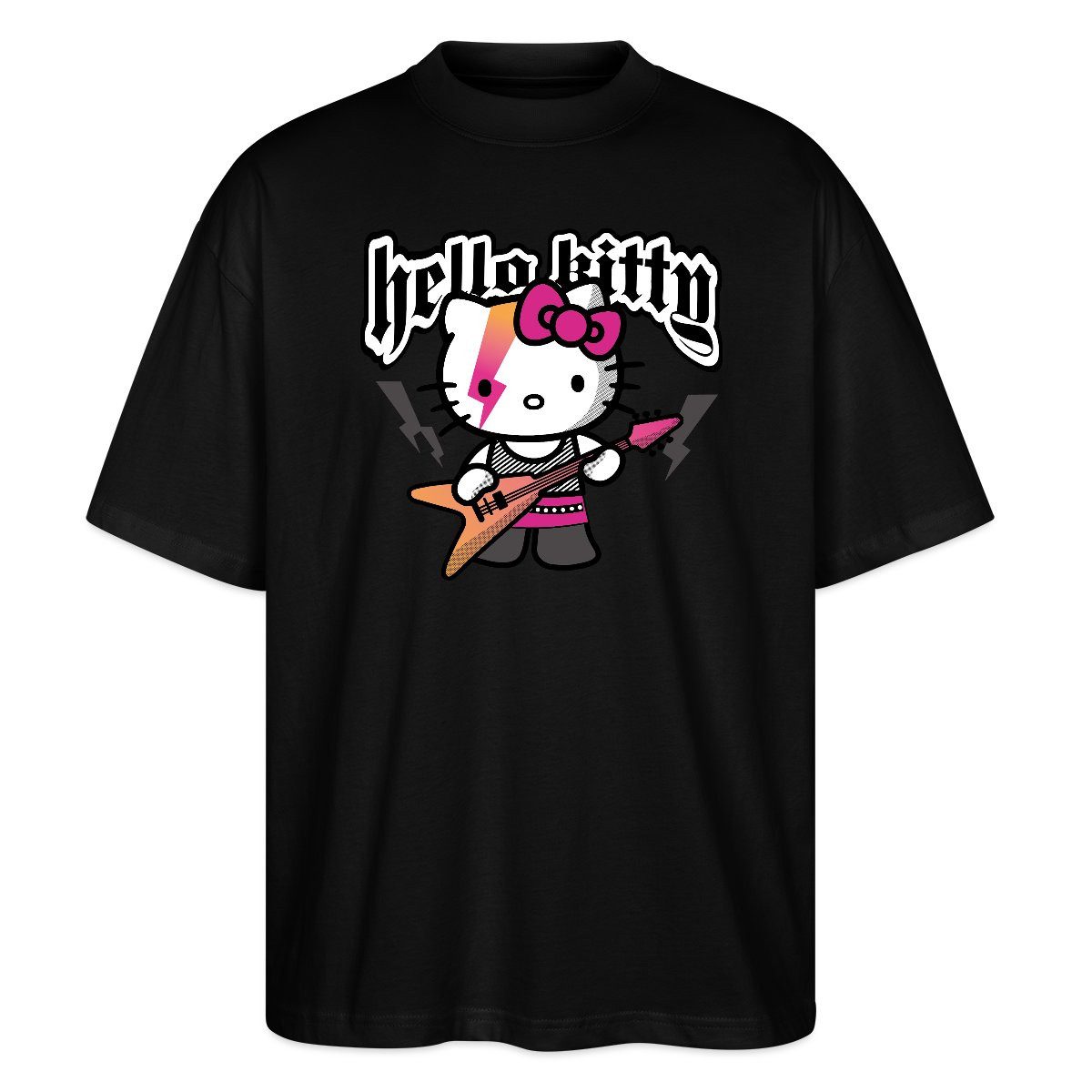 Spreadshirt T-Shirt Hello Kitty E-Gitarre Rock Style Oversize Unisex T-Shirt (1-tlg)