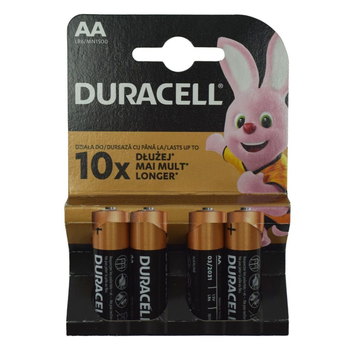 Duracell Batterien-Set 4-tlg. Batterie, Alkaline Duracell langlebig AA von Einwegbatterien
