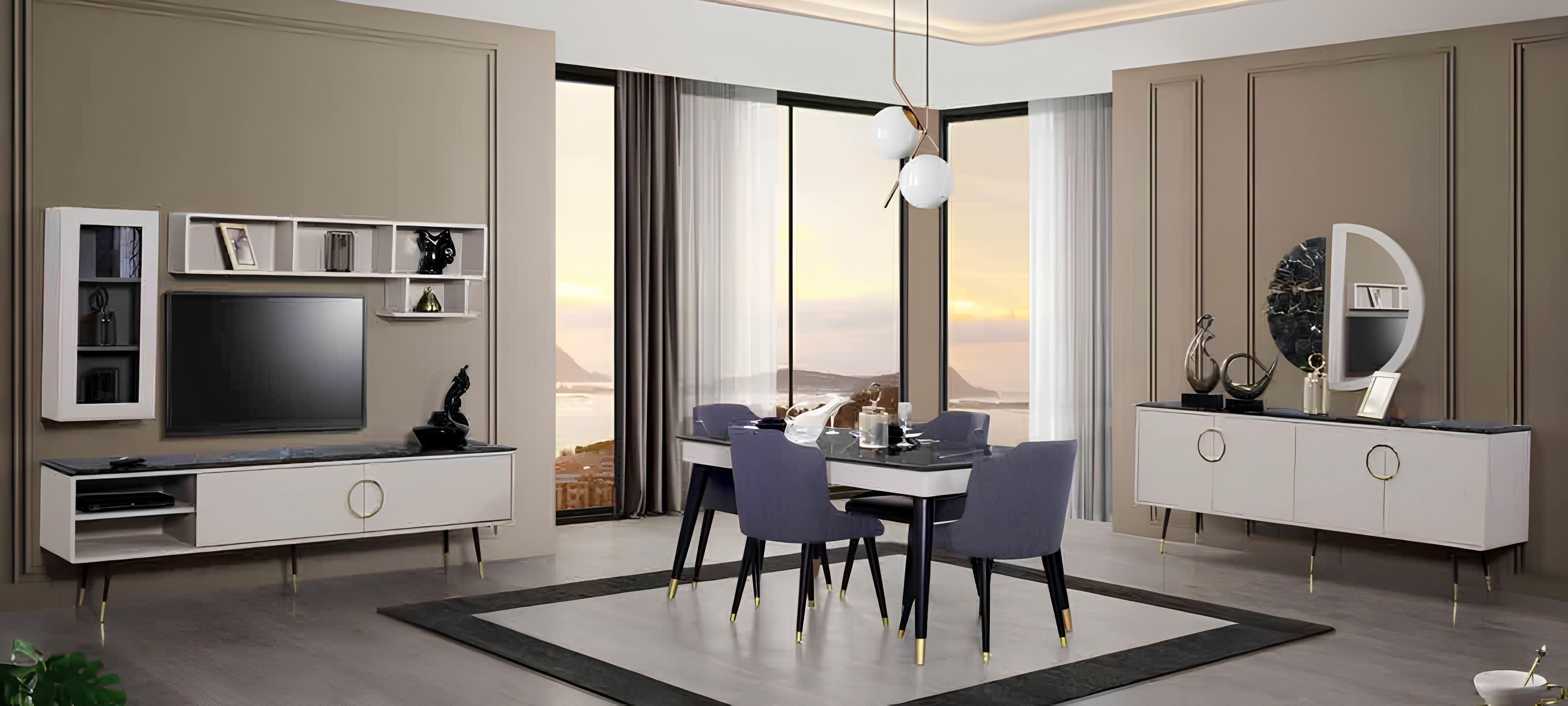 Xlmoebel Esszimmer-Set 7tlg. moderne Essgarnitur mit Tisch und 4 Stühlen, (7-St), Made in Europa