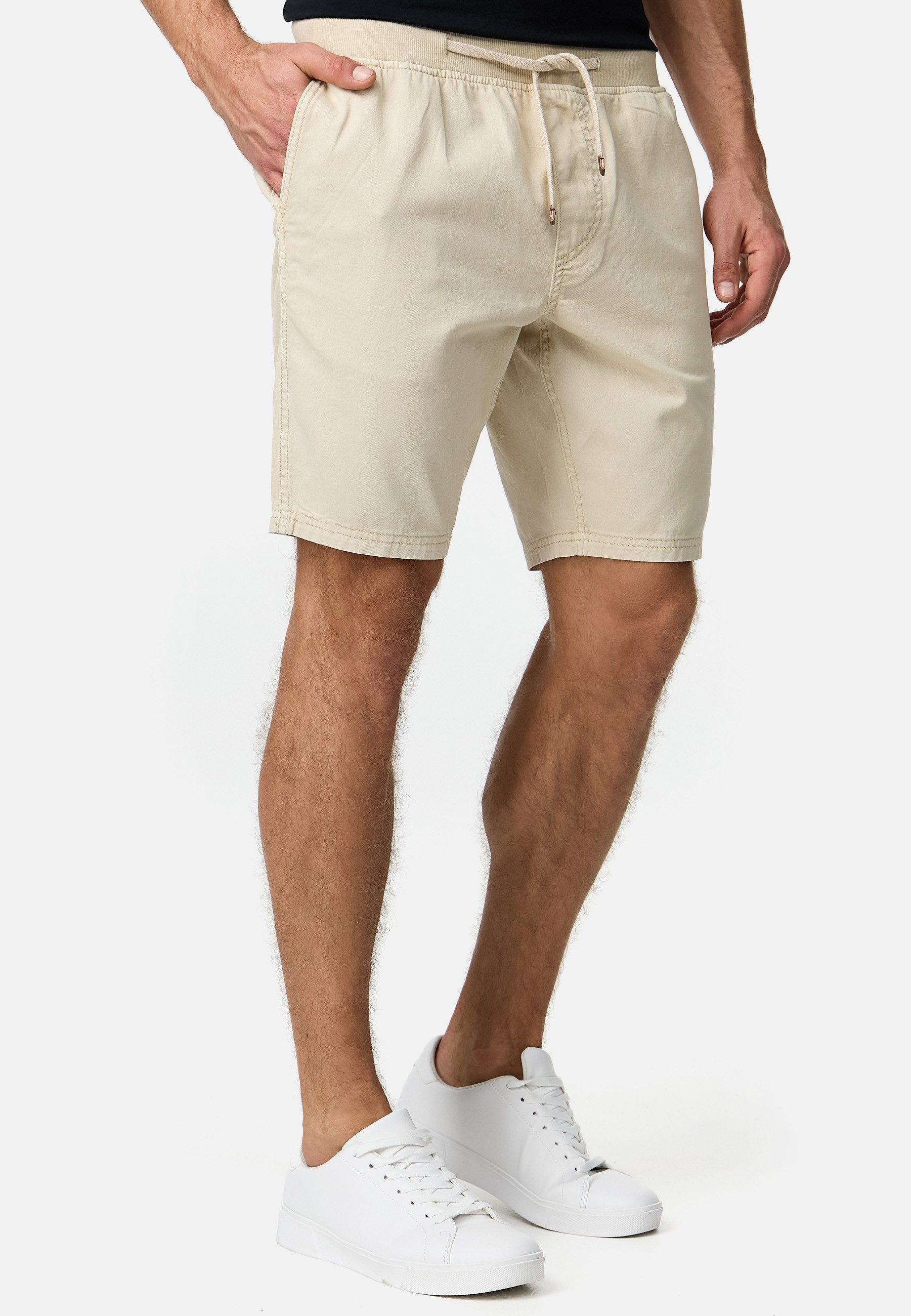 Indicode Chinoshorts Herren Carver Chino Shorts Herrenshorts mit elastischem Bund und Kordelzug