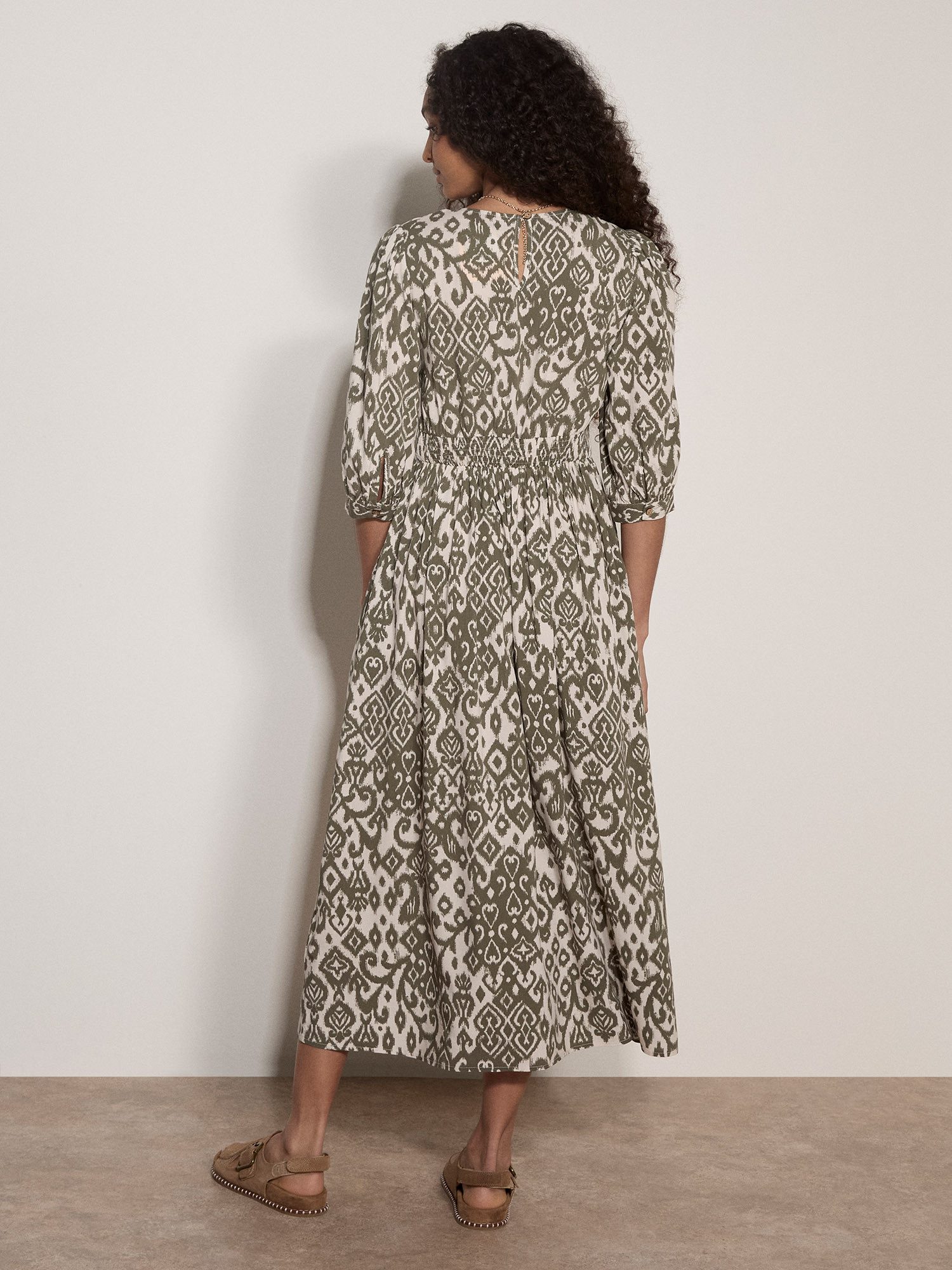Apricot Midikleid Tapestry Ikat Midi-Kleid Gemustert