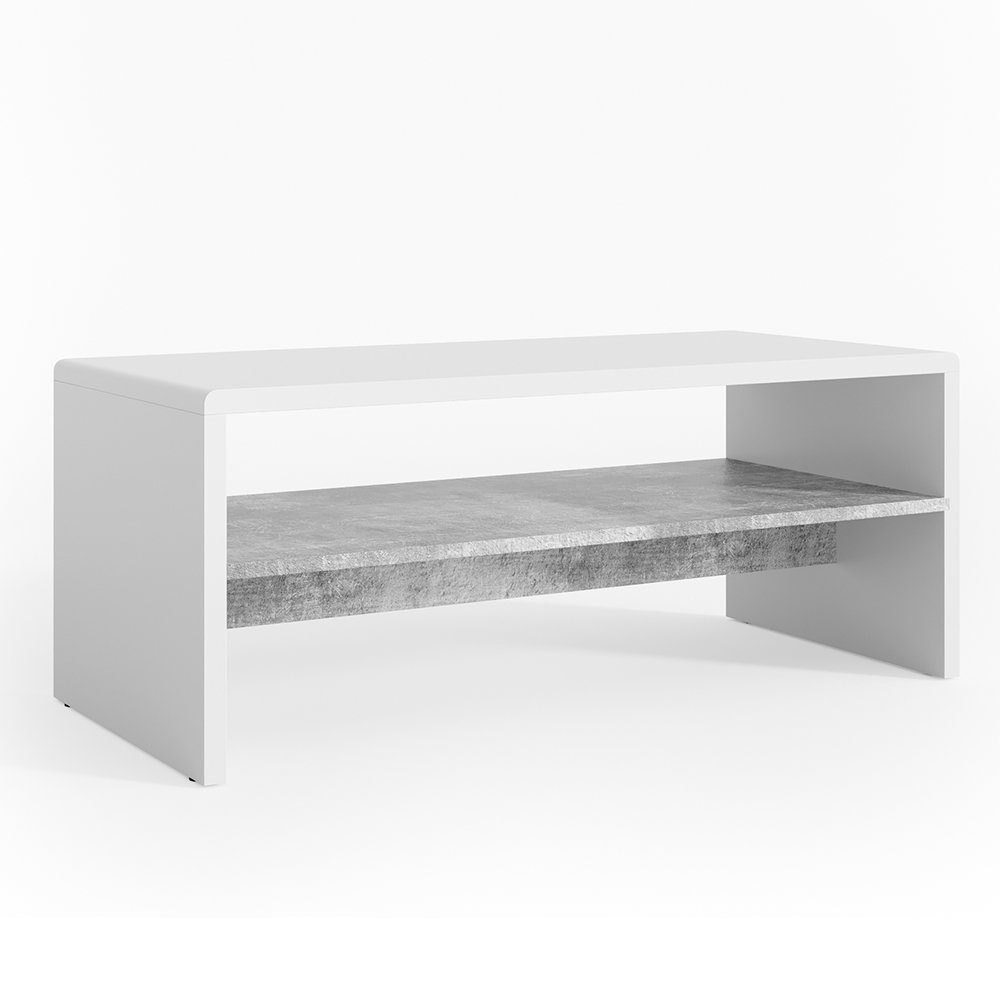 Vicco Couchtisch, Beton/Weiß/Weiß, 99.6 x 39.8 günstig online kaufen