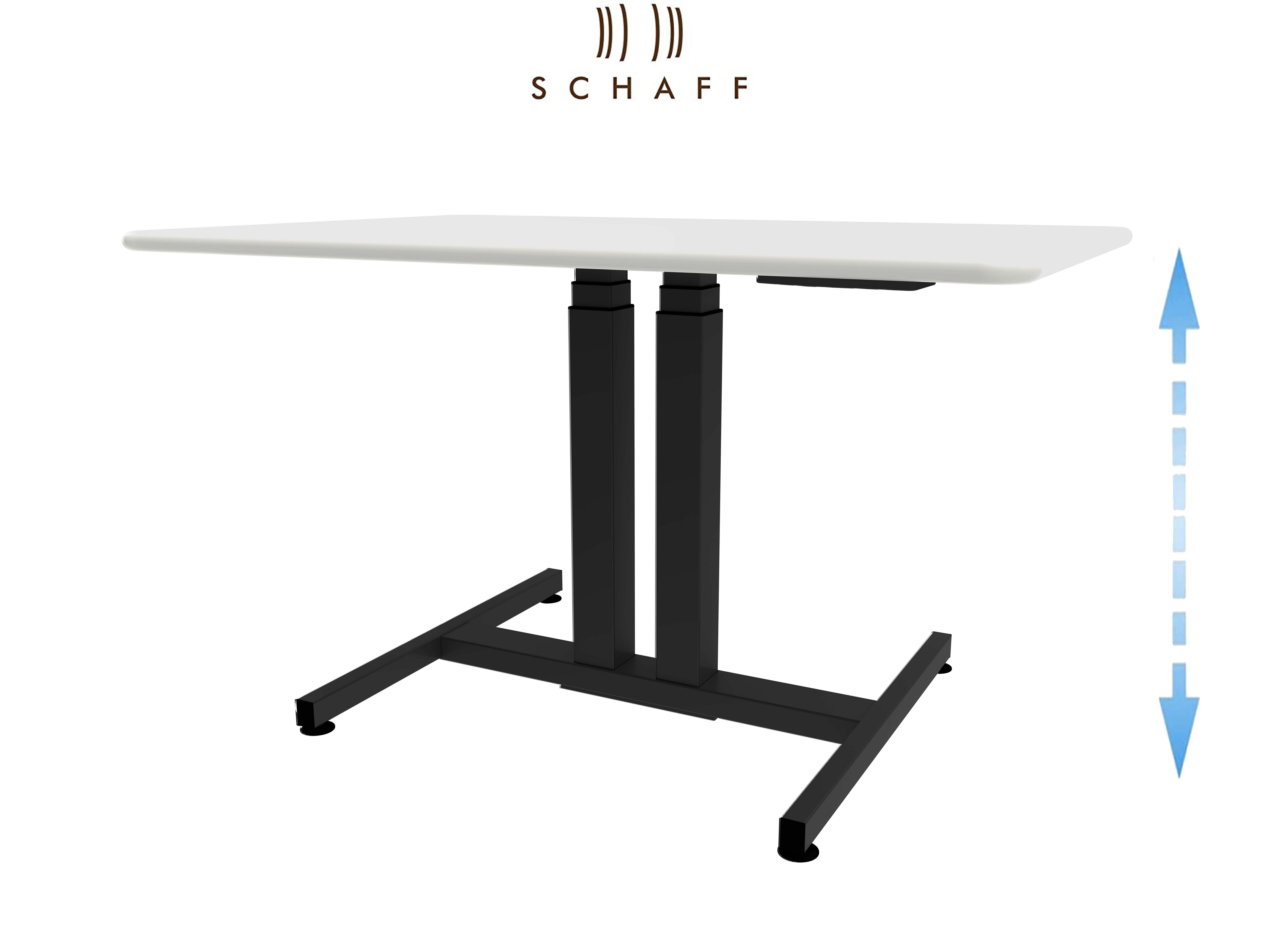 Schaff Schreibtisch Schaff Schreibtisch – Weiß, höhenverstellbar, Gestell Schwarz/Silber