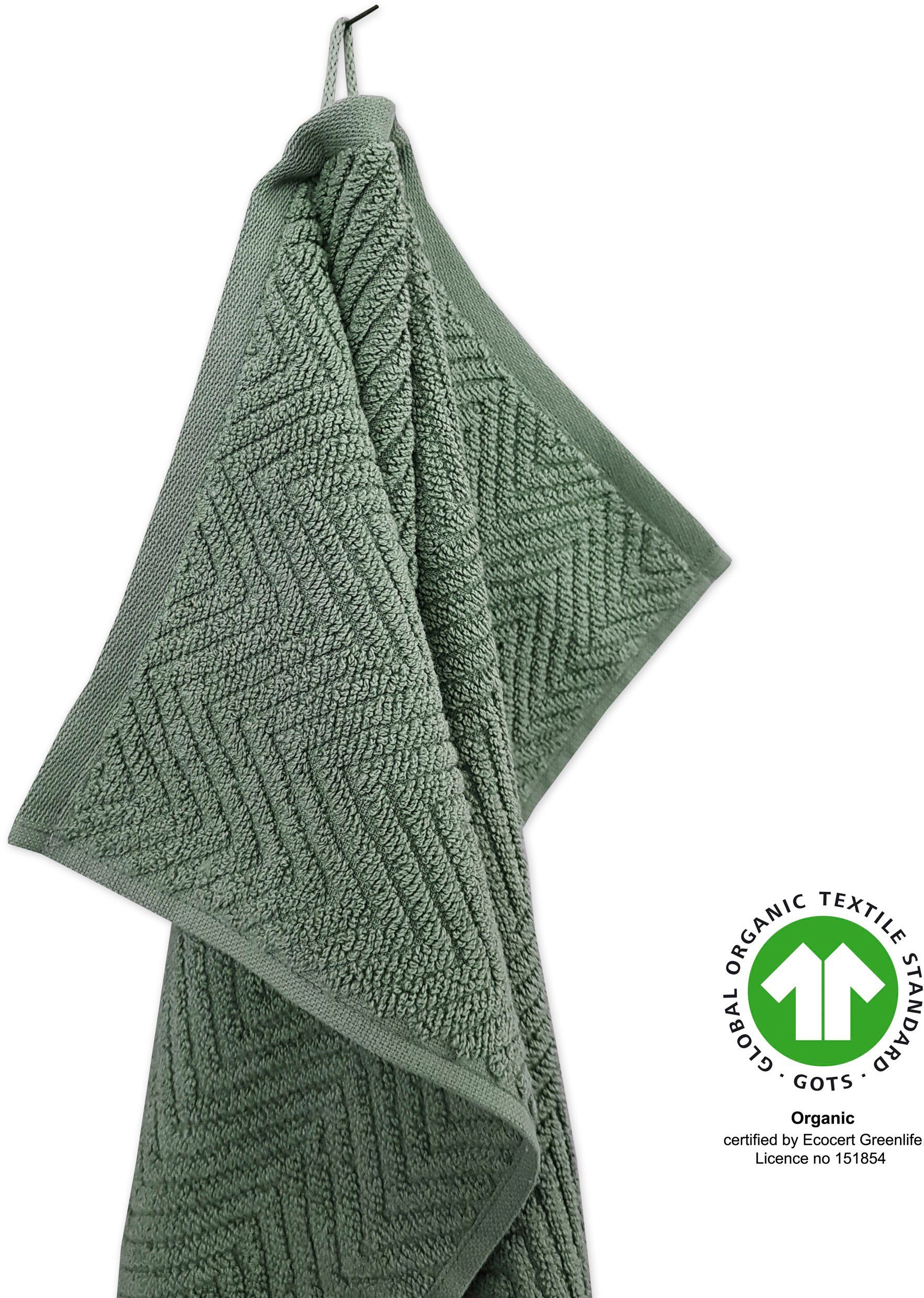 Handtücher, green-dunkelgrün-tannengrün-moosgrün framsohn (2-St), Österreich, in frottier Bauschzwirn Handtücher hergestellt mit Ocean Kordel, gedrehter Bio Frottier