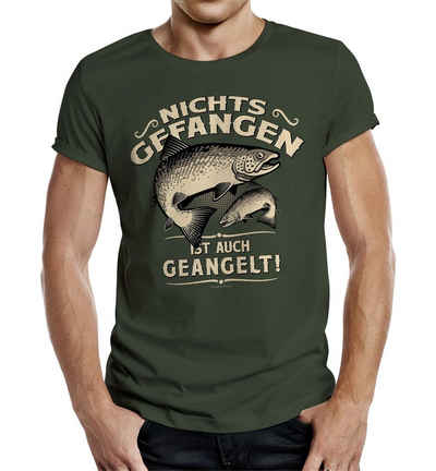 RAHMENLOS® T-Shirt Das Geschenk für Angler "Nichts gefangen ist auch geangelt"