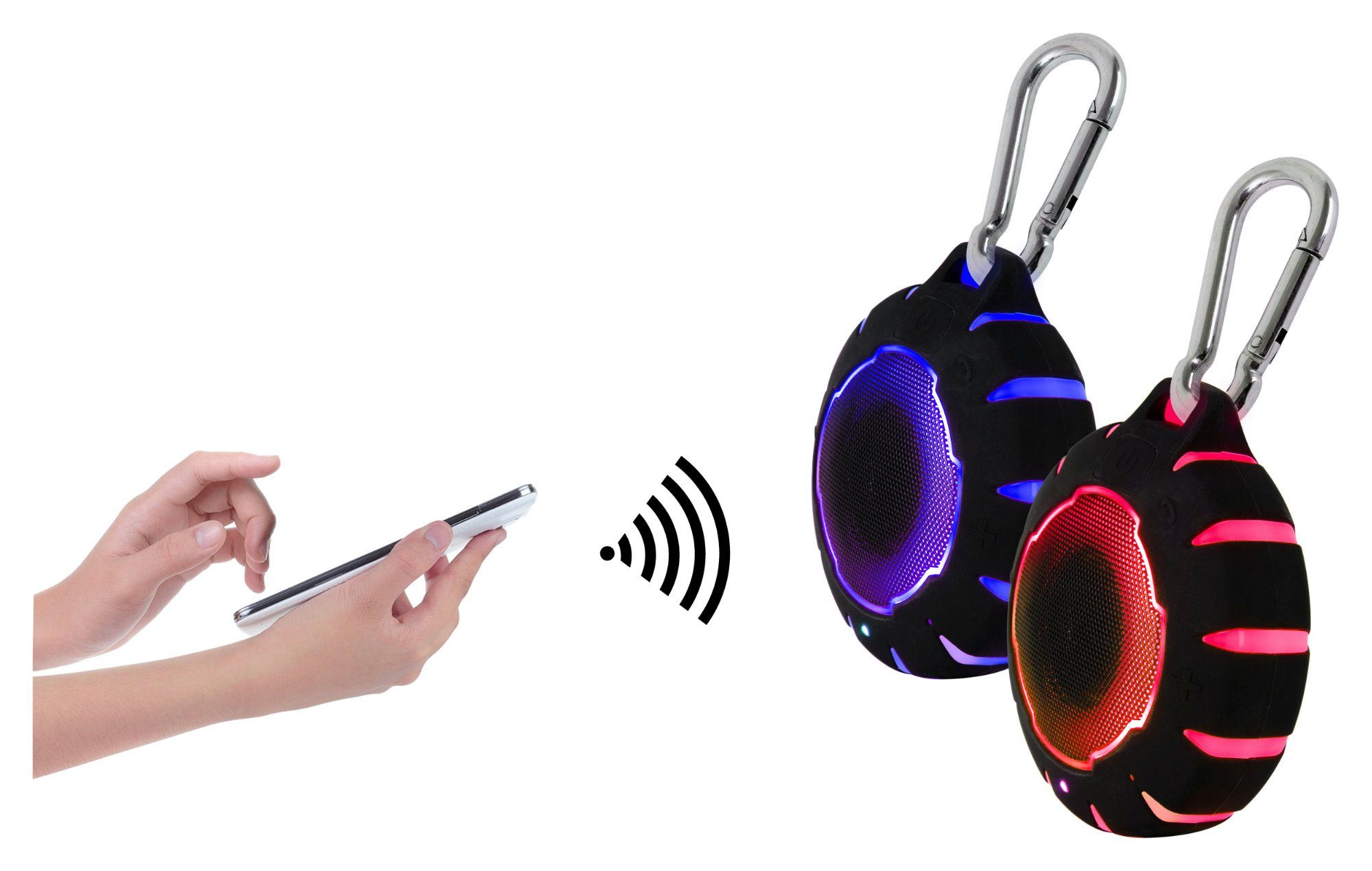 mit & W, 5 Wasserdichter Lautsprecher Lautsprecher Wireless (Bluetooth, Beatfoxx Speaker Beatfoxx "SurfRider" Bluetooth® WBS-18L Lichteffekte Freisprecheinrichtung)