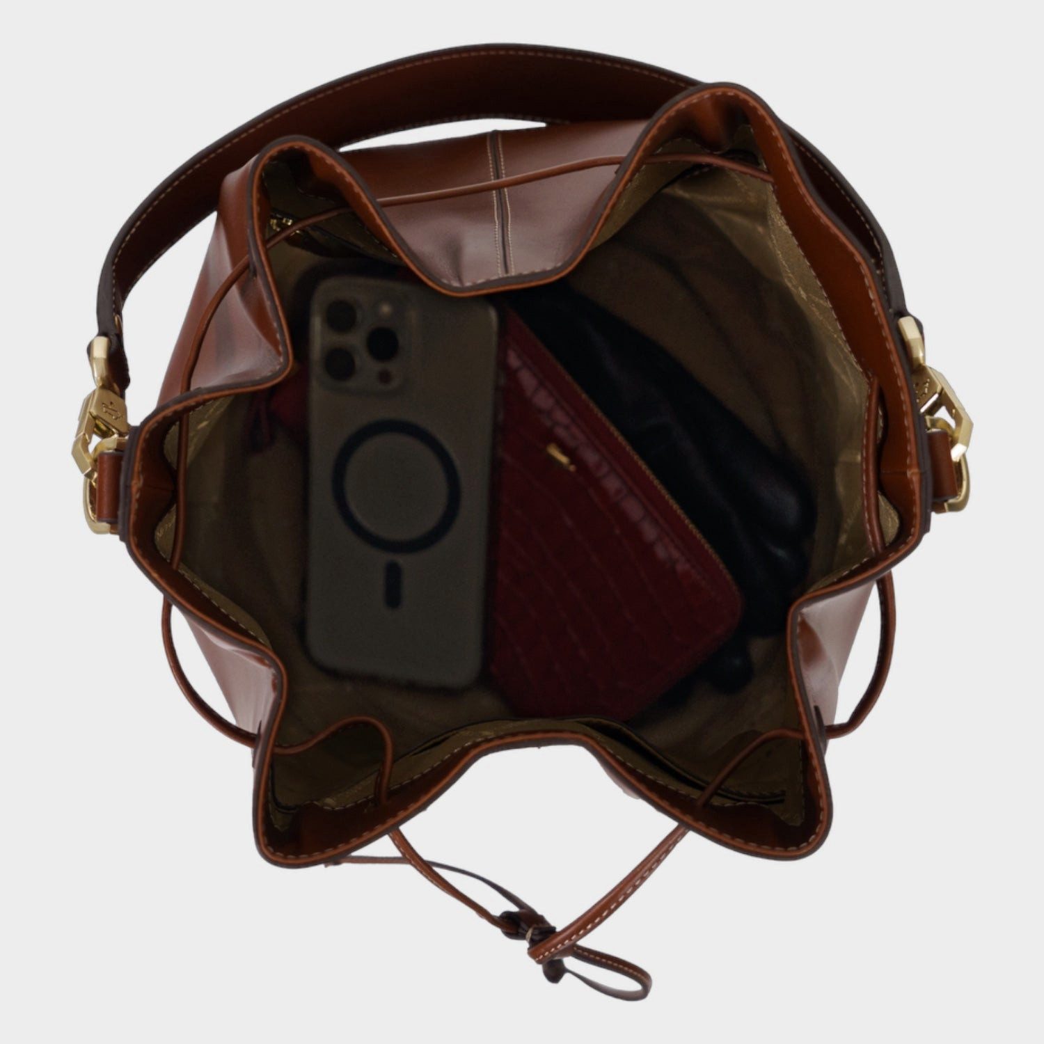 Braun Büffel Handtasche ALICE Bucket Bag braun – Bild 5 von 5