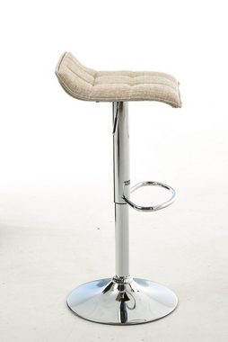 TPFLiving Barhocker Madison (Set, 2 St., mit angenehmer Fußstütze - Hocker für Theke & Küche), 360° drehbar - chromfarbener Stahl - Sitzfläche: Stoff Creme
