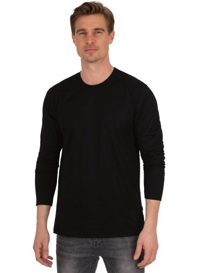 Trigema T-Shirt TRIGEMA Langarmshirt aus 100% Baumwolle, Rundhals-Ausschnitt