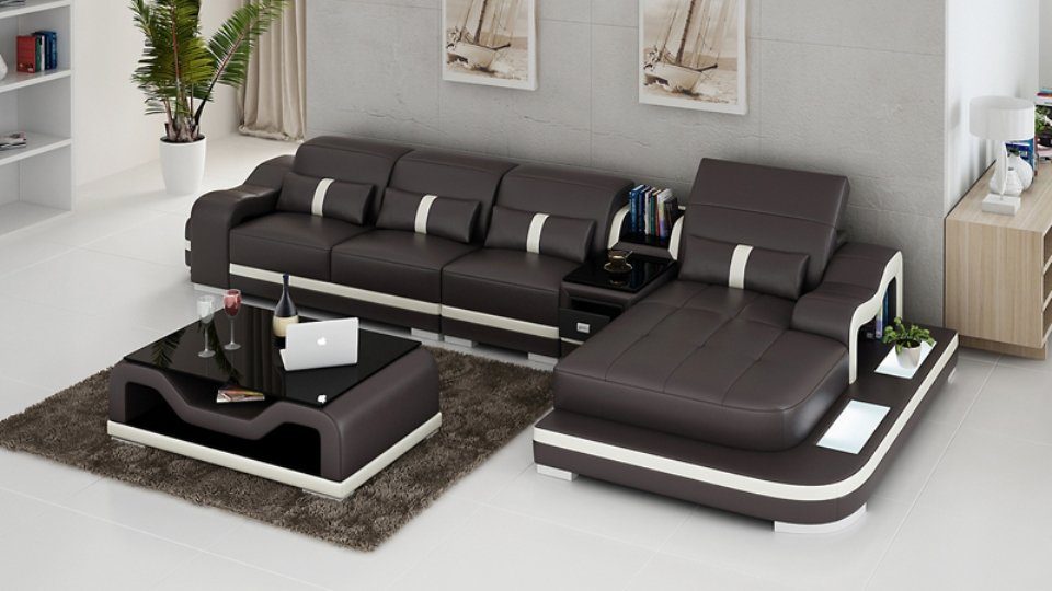 Eck Ecksofa, Couch Ledersofa JVmoebel Design Modern Sofa Ecksofa Wohnlandschaft