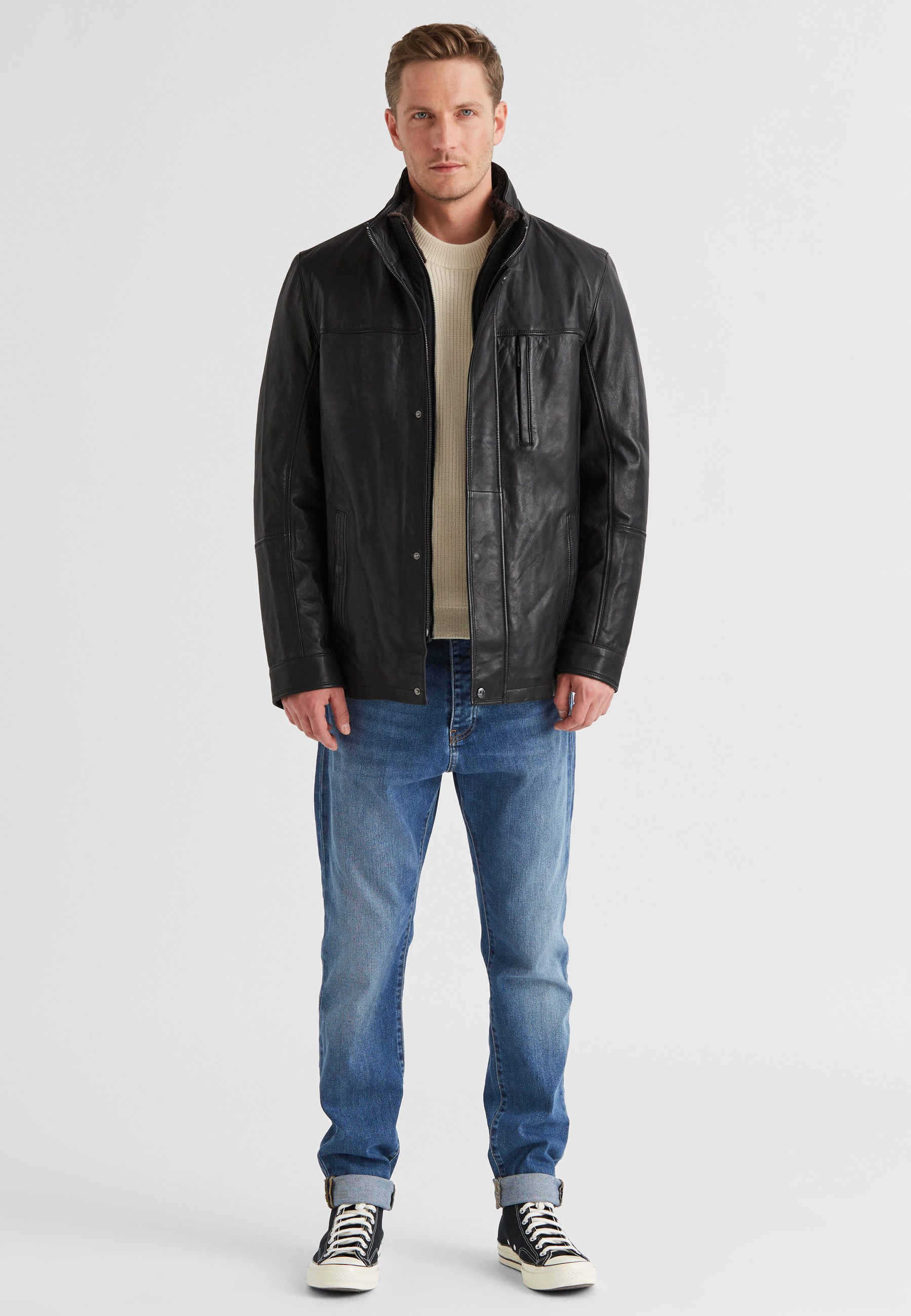 Milestone Lederjacke MSBernardo Herren Bikerjacke Jacke Leder klassisch lockere Passform