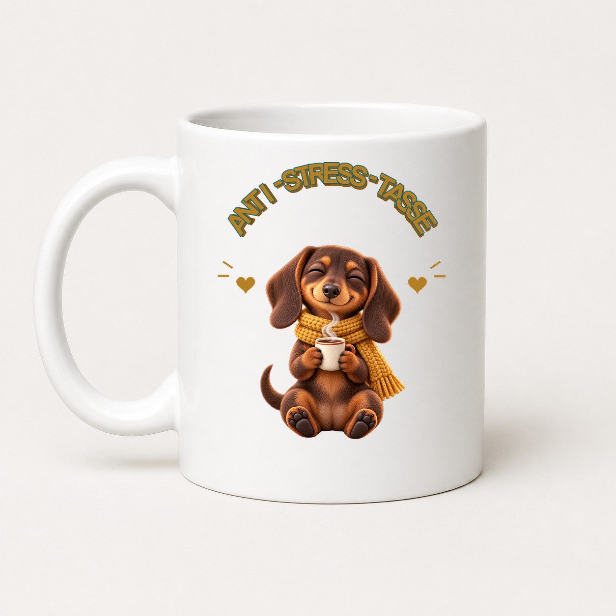 WS-Trend Tasse Anti-Stress-Tasse Dackel 325 ml Keramik Kaffeebecher Geschenk, Keramik