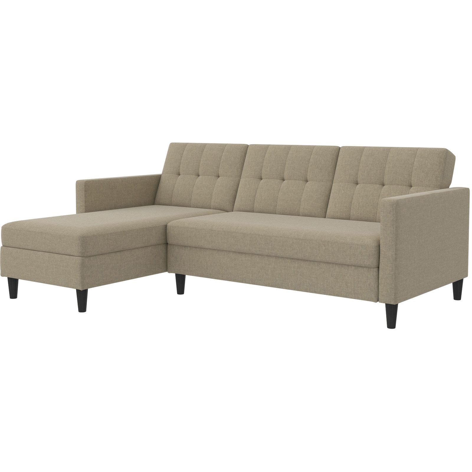freiraum Schlafsofa Hannover, in Cappuccino, Leinenstoff-Optik - 213x82x153cm (BxHxT)